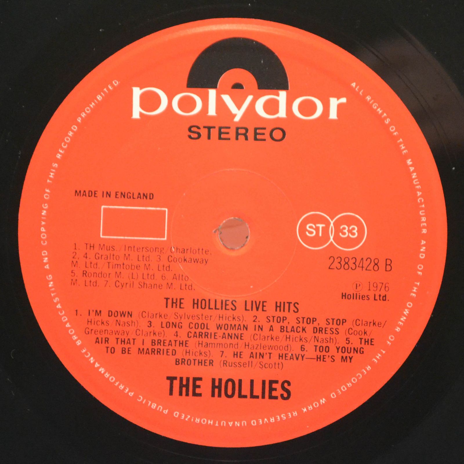 Hollies — Hollies Live Hits (UK), 1976