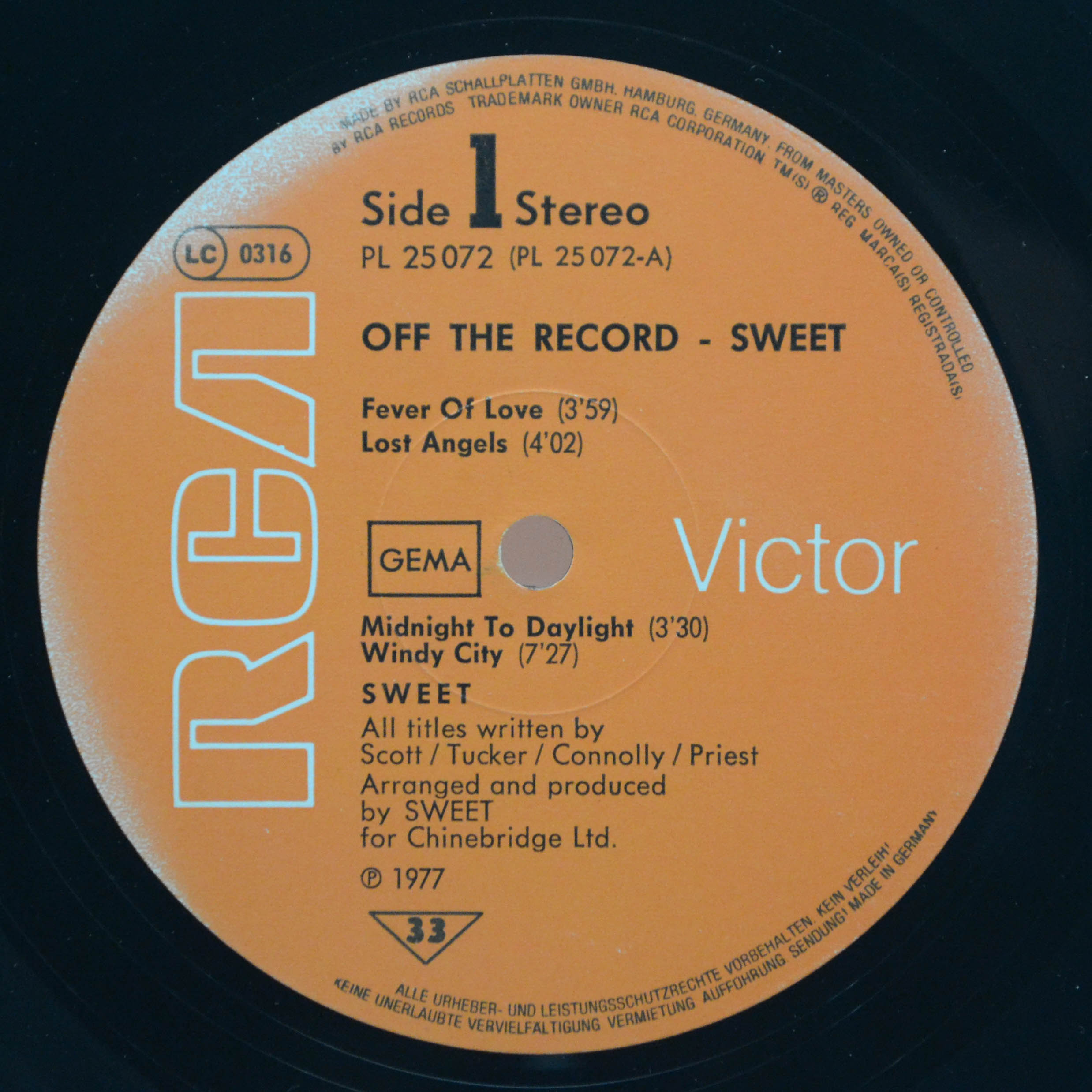 Виниловая пластинка Sweet — Off The Record, 1977