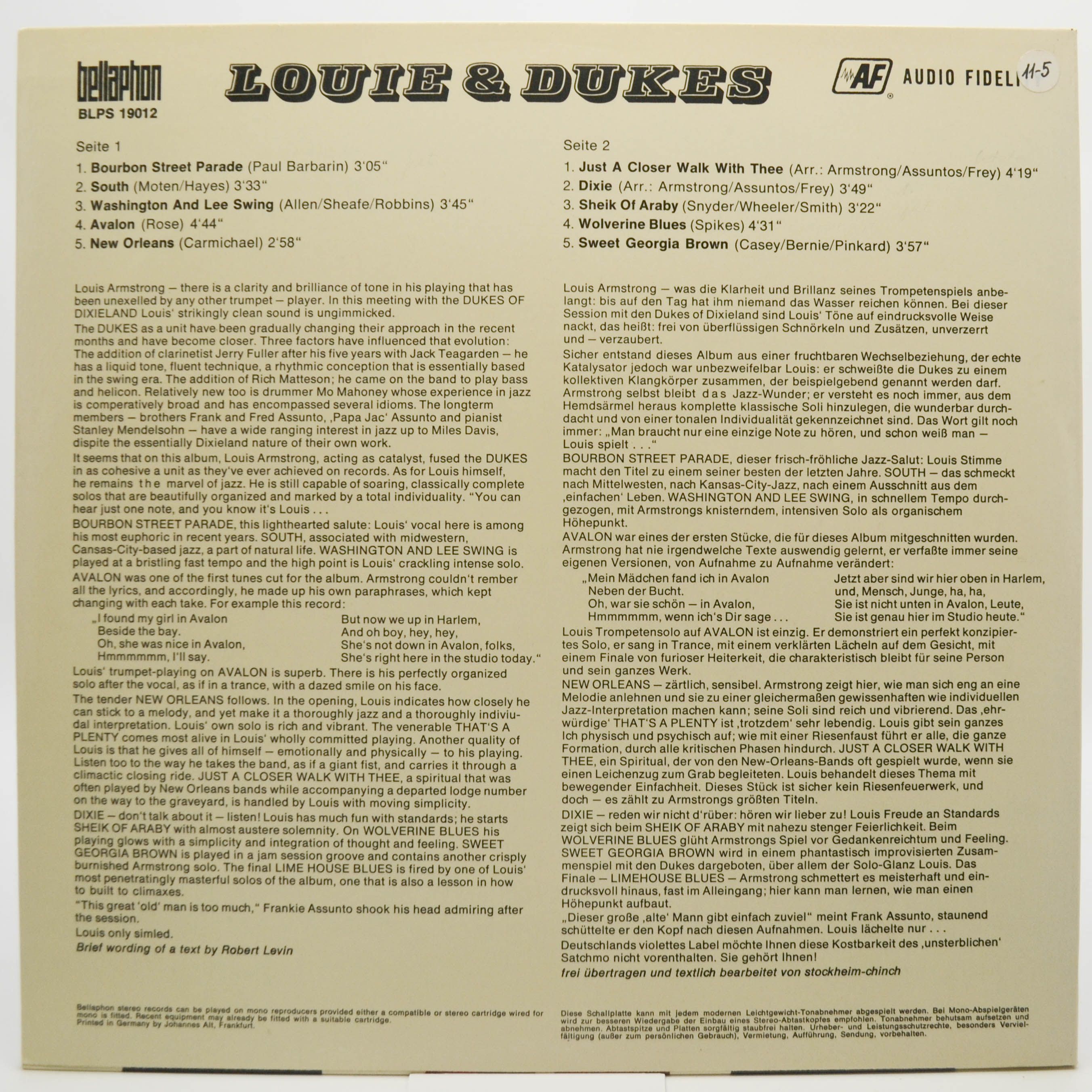 Louis Armstrong And The Dukes Of Dixieland — Louie And The Dukes Of Dixieland, 1960