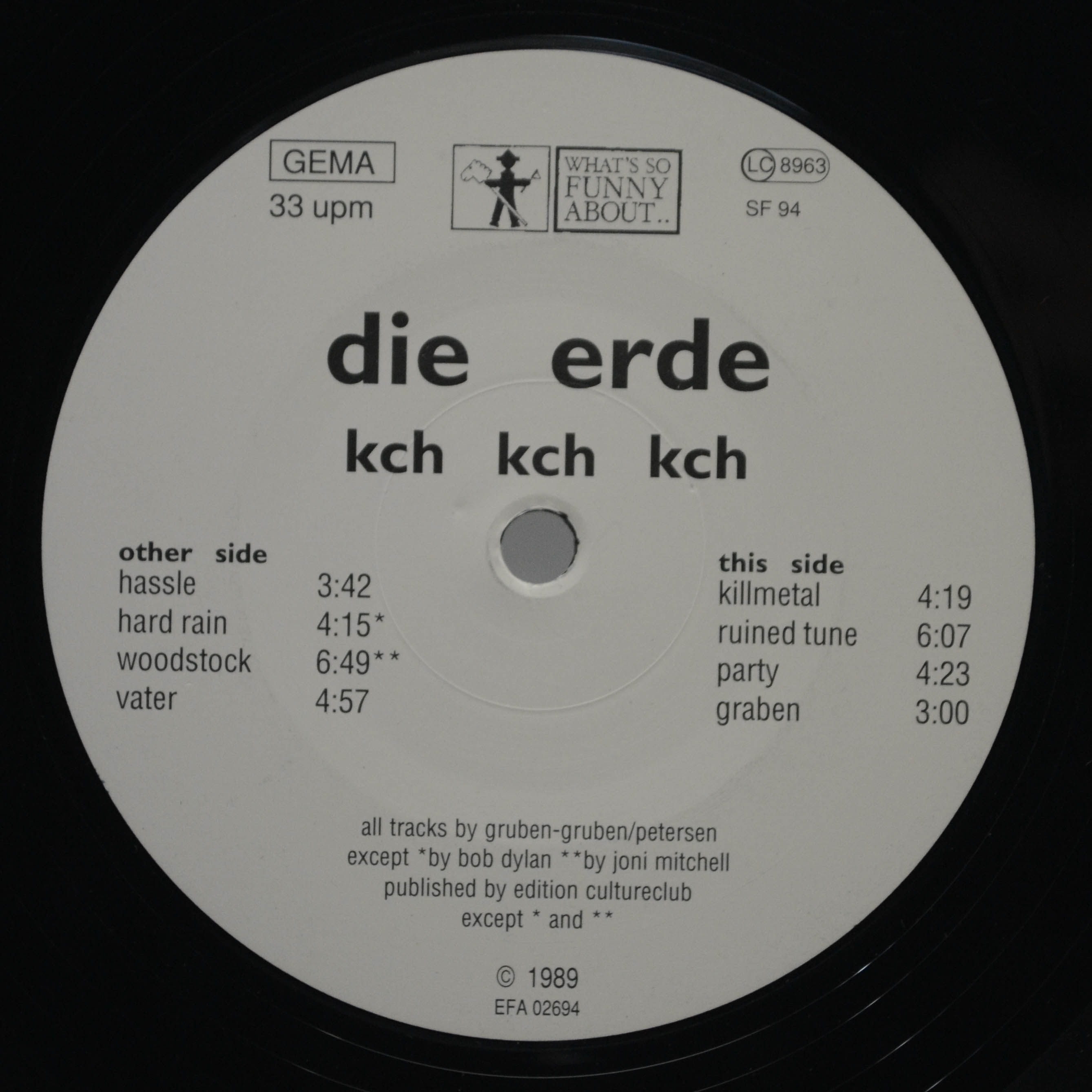 Виниловая пластинка Die Erde — Kch Kch Kch, 1989