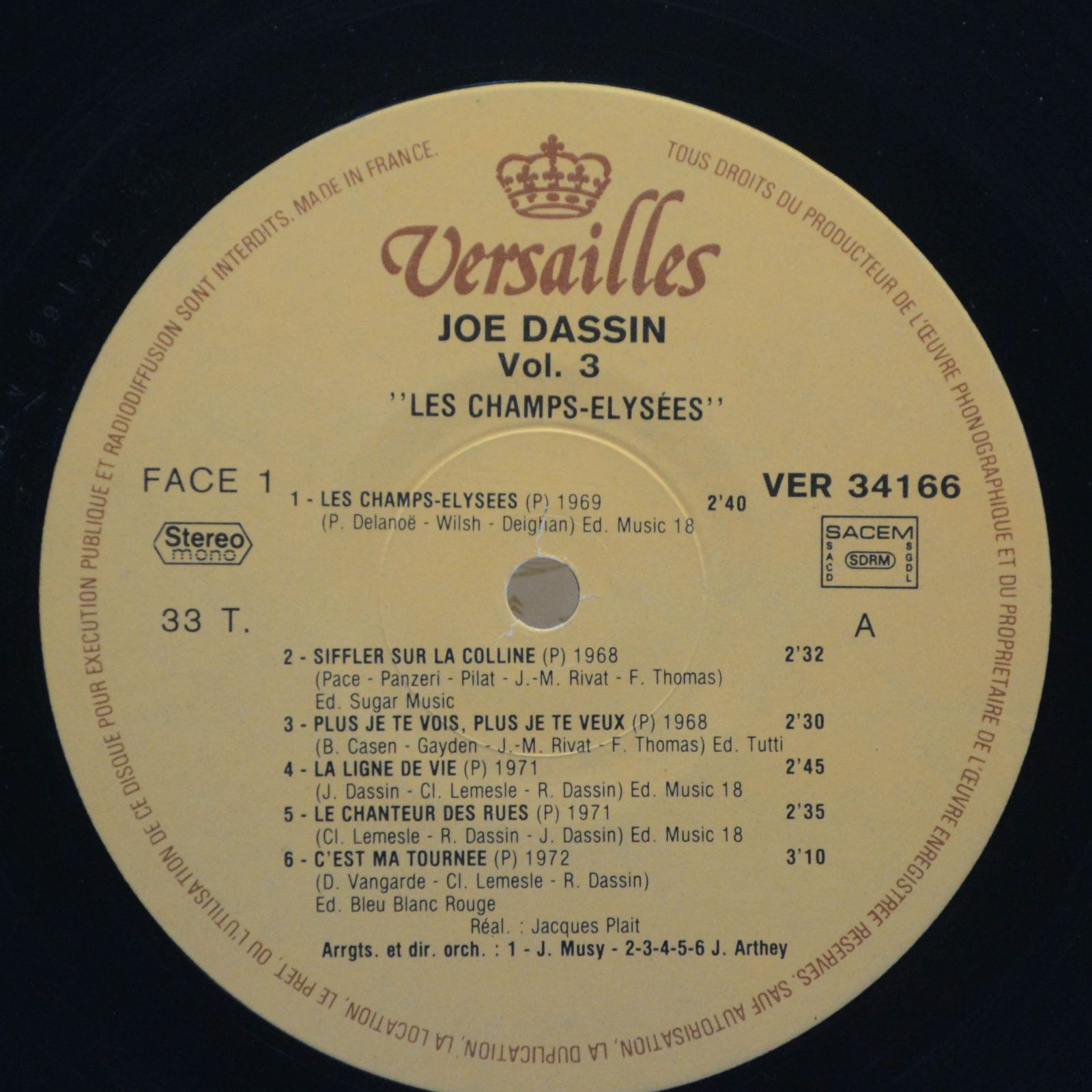 Joe Dassin — Vol. 3 Les Champs-Elysées (France), 1978