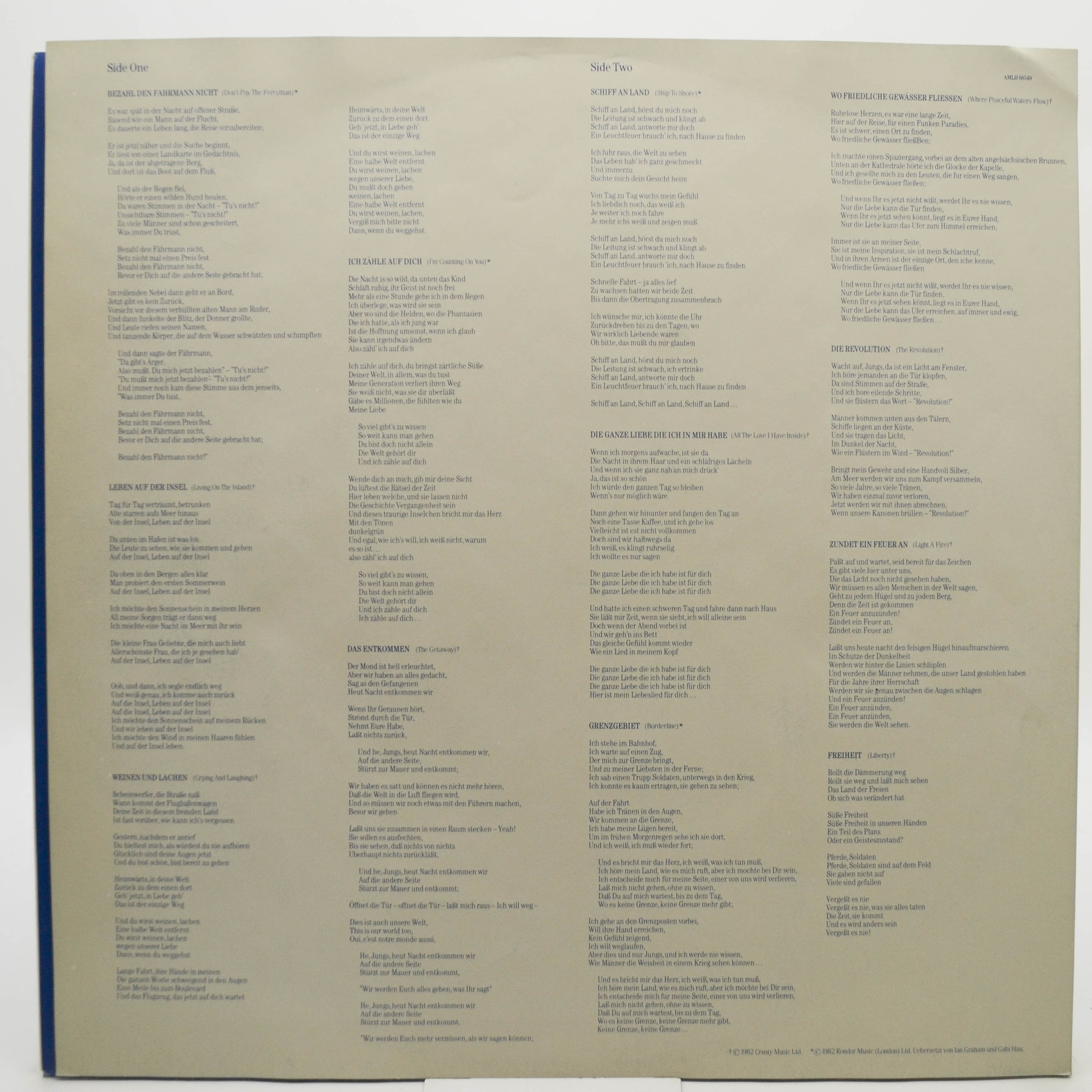 Chris de Burgh — The Getaway, 1982