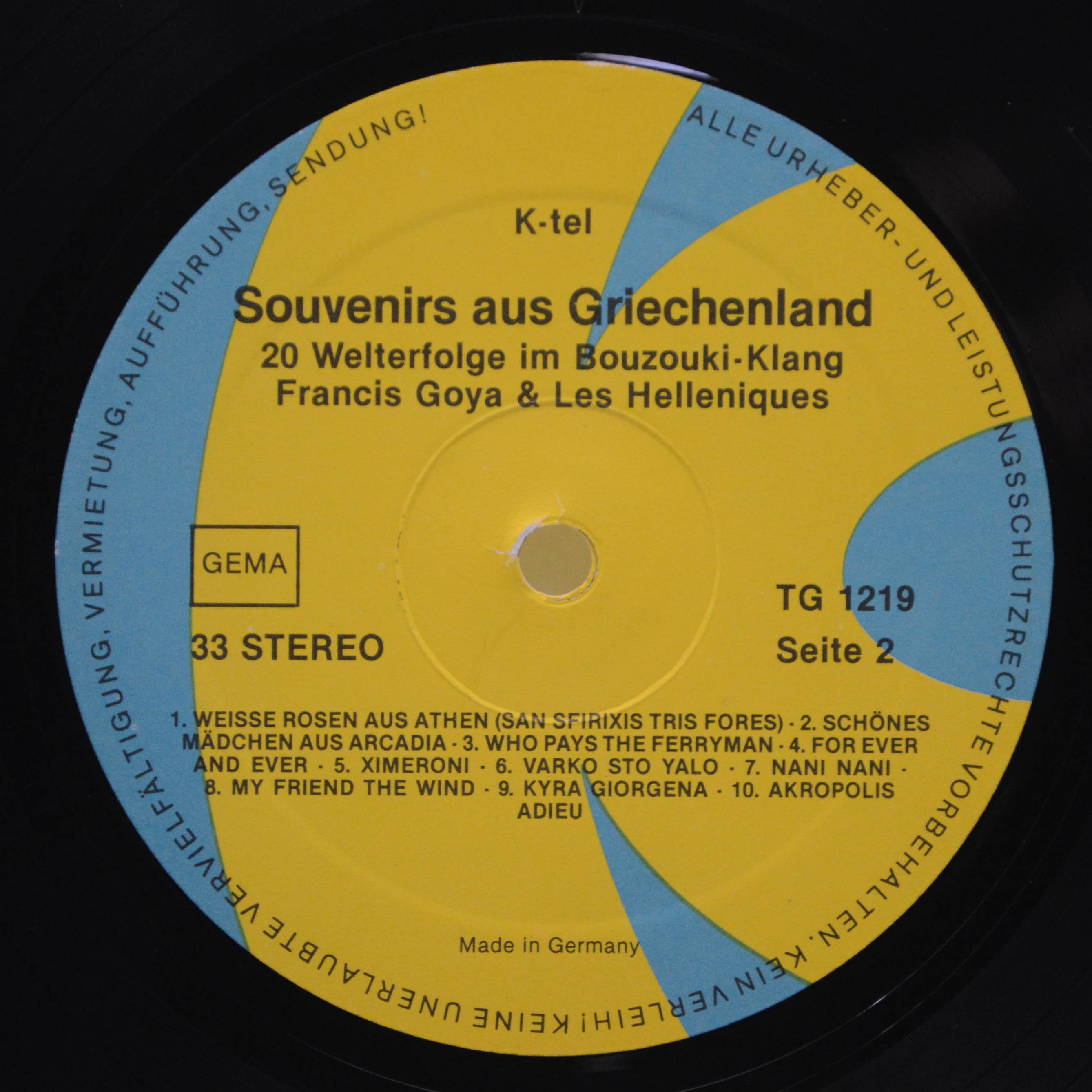 Francis Goya & Les Helleniques — Souvenirs Aus Griechenland, 1979