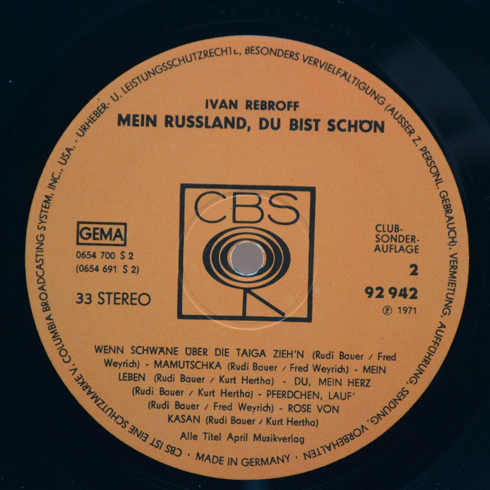 Ivan Rebroff — Mein Russland, Du Bist Schön (Russische Lieder In Deutscher Sprache), 1971