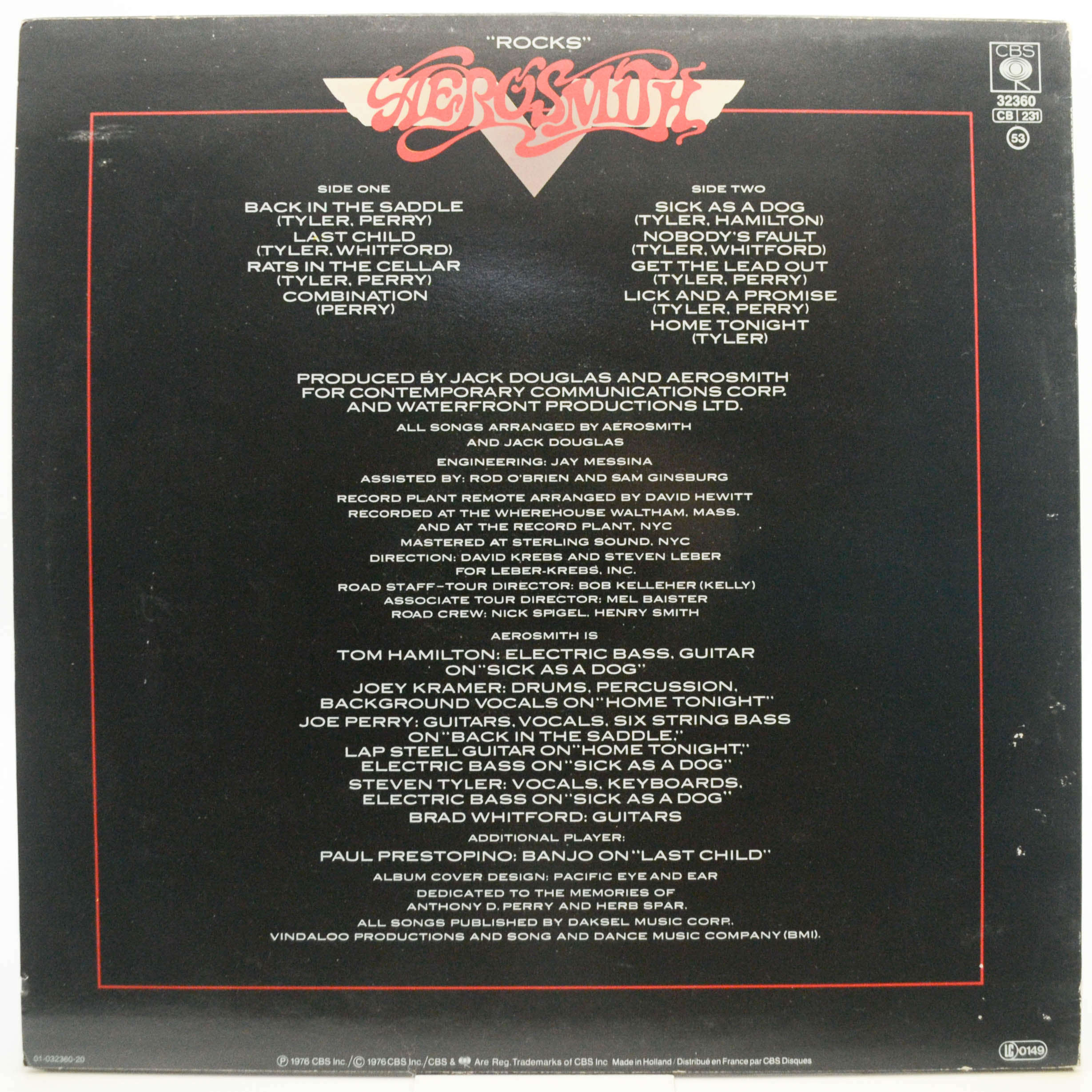 Виниловая пластинка Aerosmith — Rocks, 1976