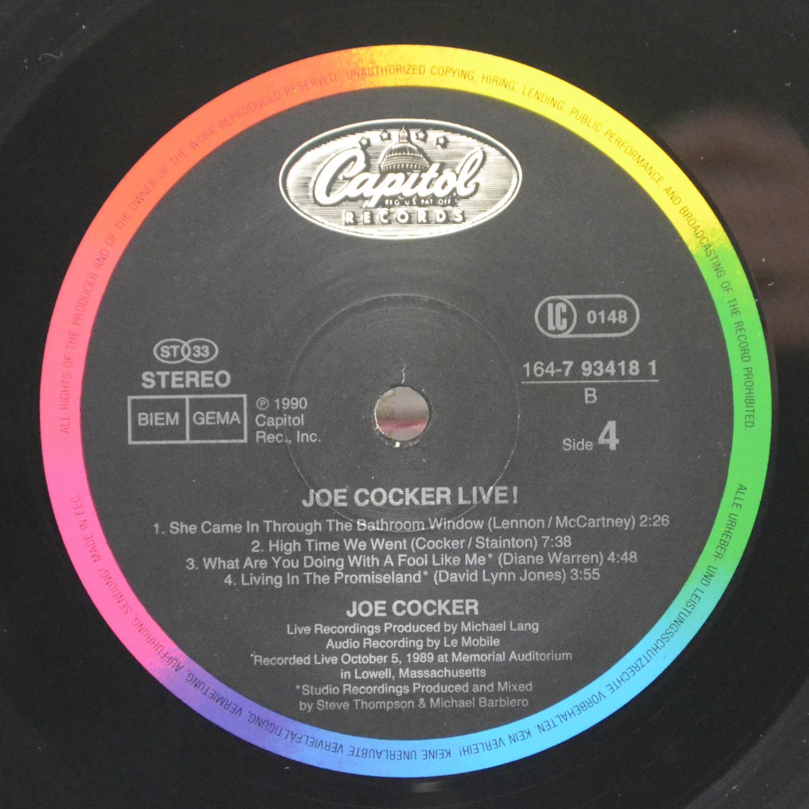 Joe Cocker — Joe Cocker Live (2LP), 1990