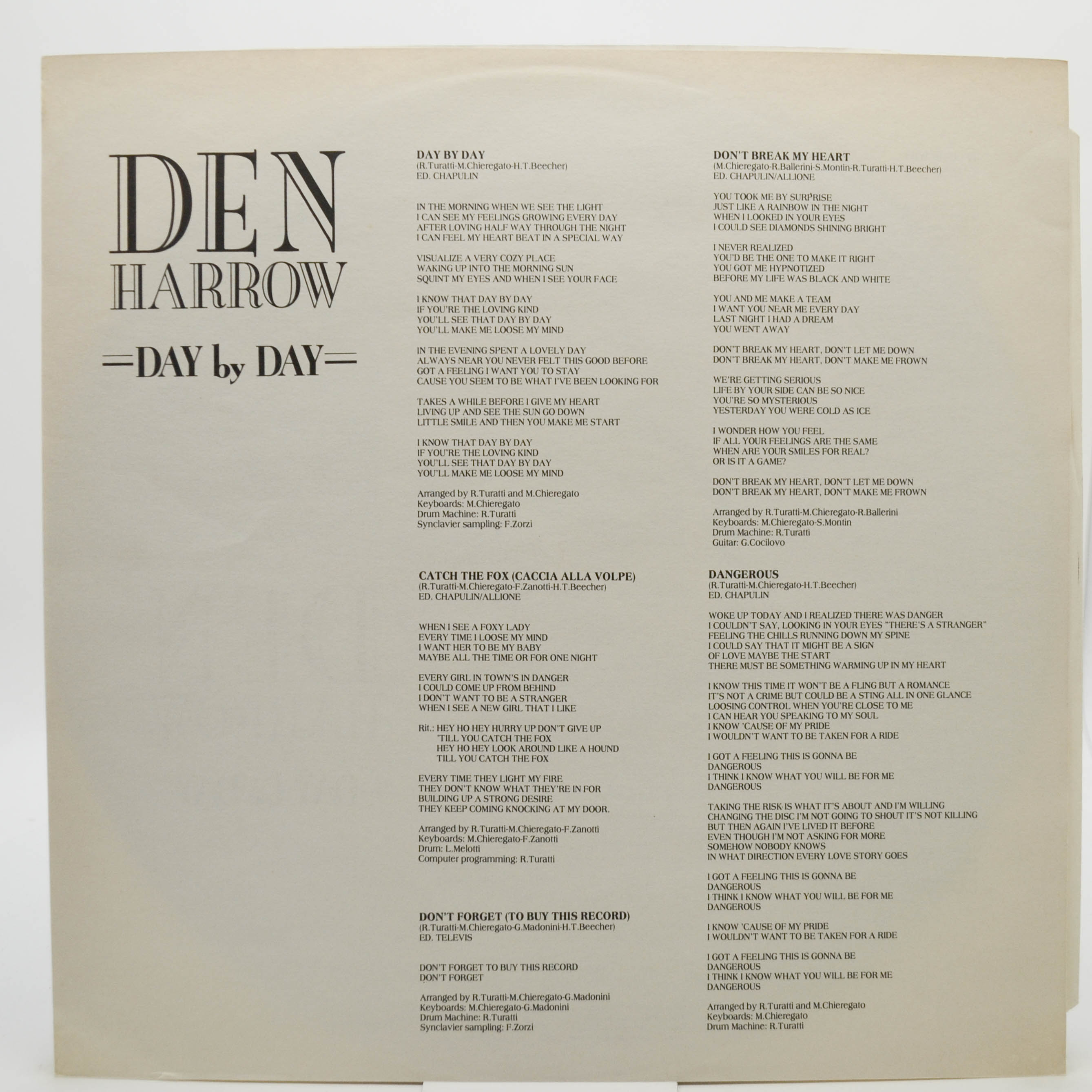 Den Harrow — Day By Day, 1987