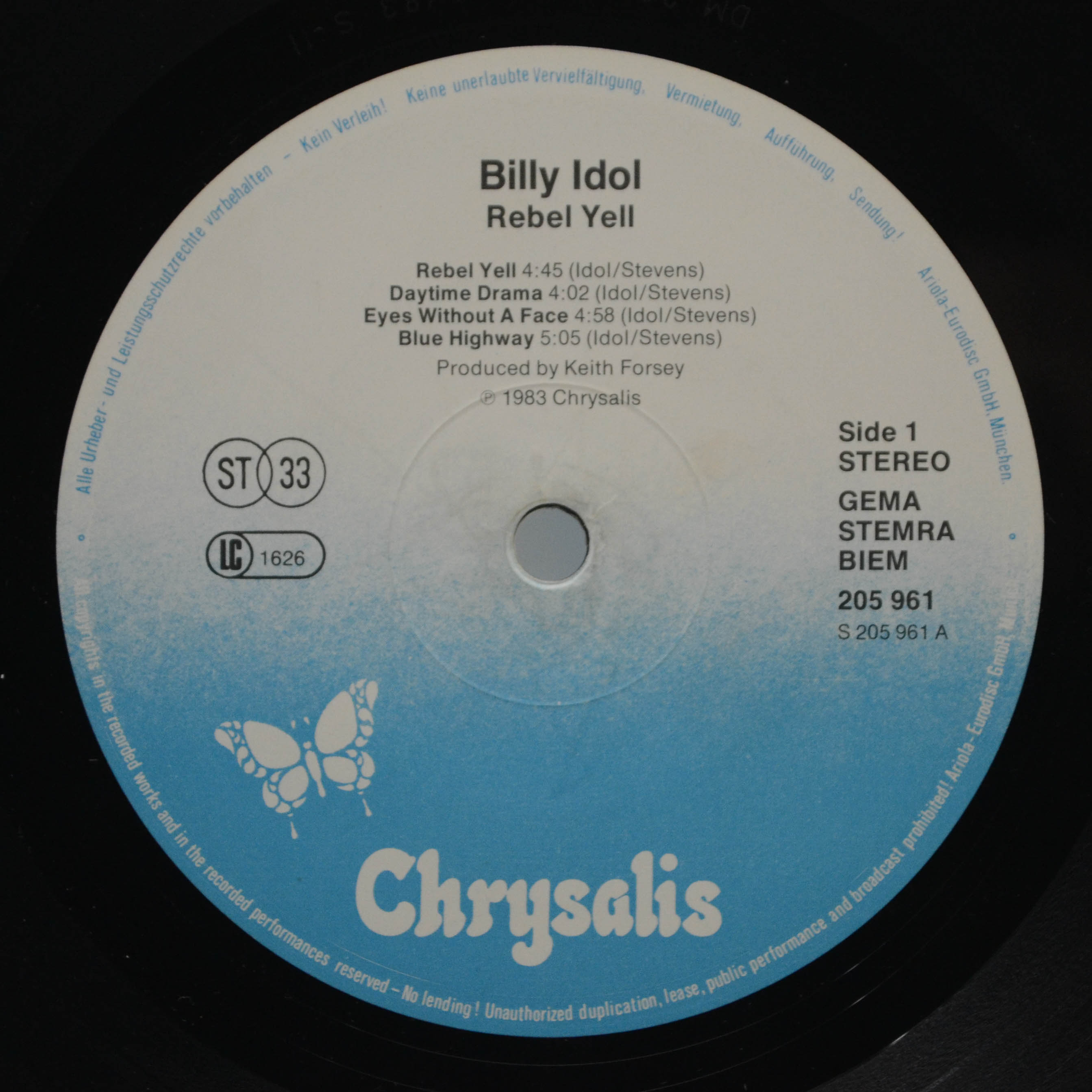 Billy Idol — Rebel Yell, 1983