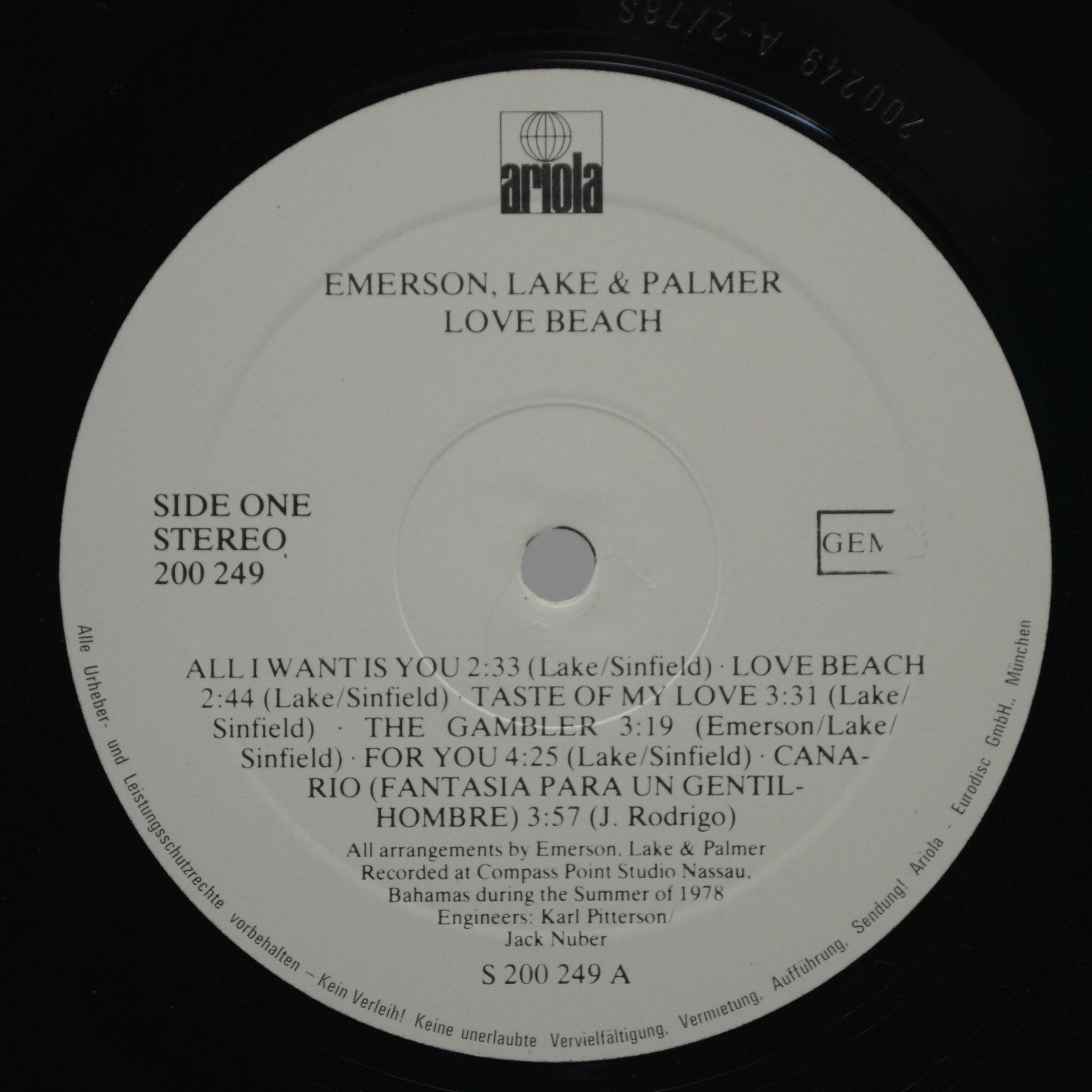 Emerson, Lake & Palmer — Love Beach, 1978