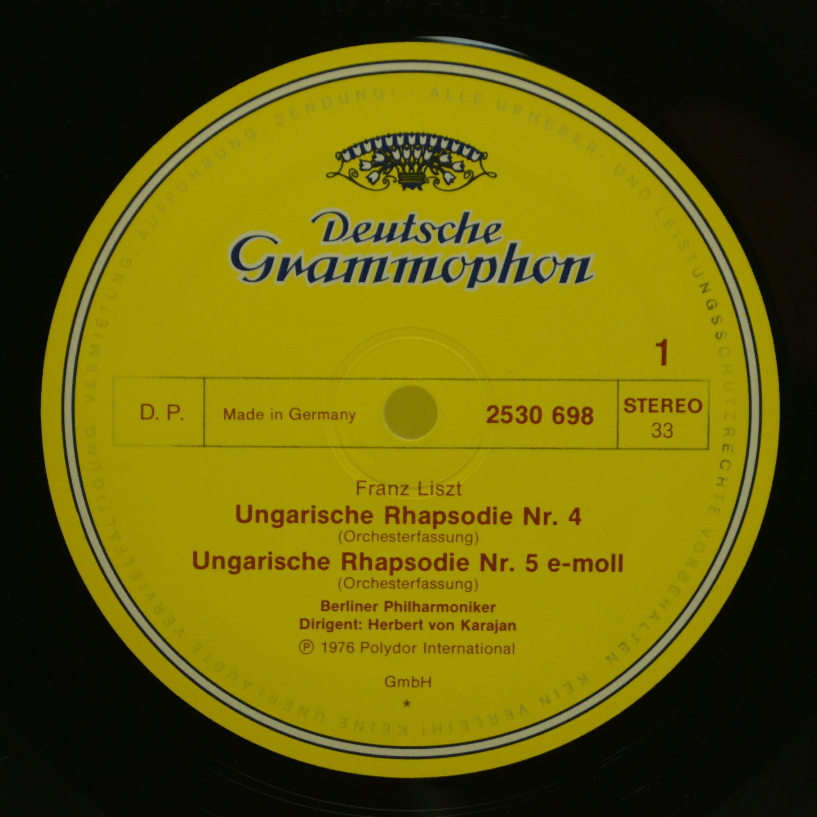 Franz Liszt • Berliner Philharmoniker • Herbert von Karajan — Ungarische Rhapsodien Nr.4 U. 5 • Hungarian Rhapsodies / Tasso: Lamento E Trionfo, 1976
