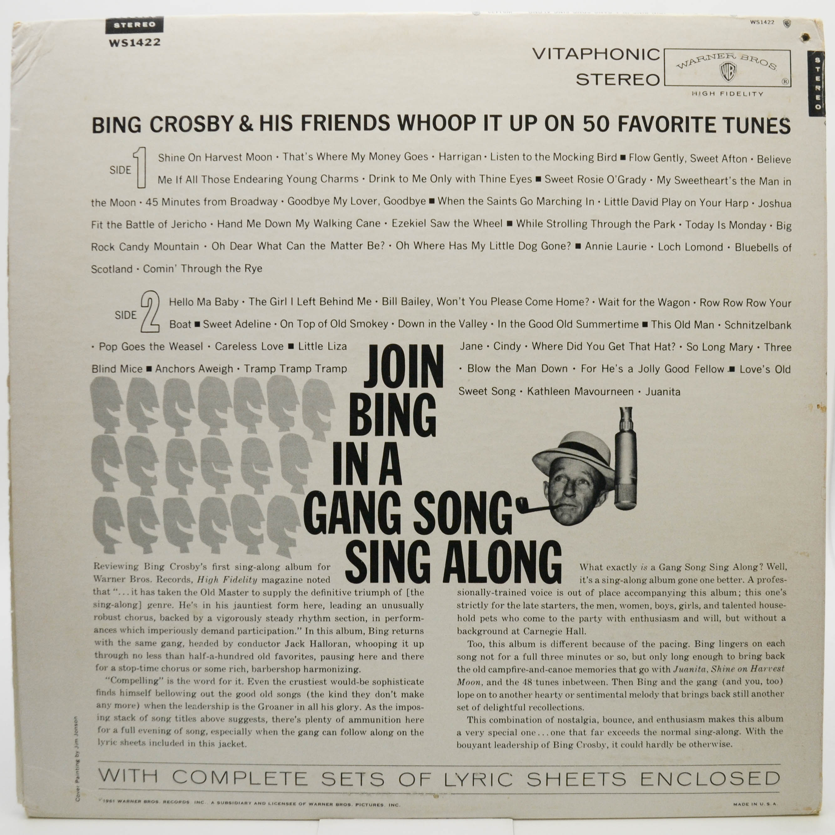 Виниловая пластинка Bing Crosby And His Friends — Join Bing In A Gang Sing Along (1-st, USA), 1961