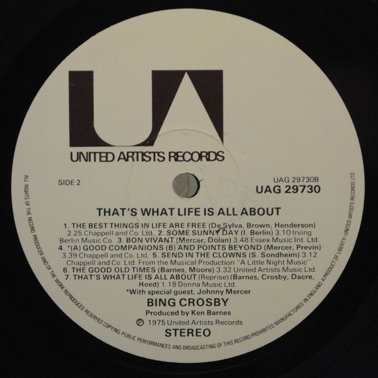Bing Crosby — That's What Life Is All About (UK), 1975