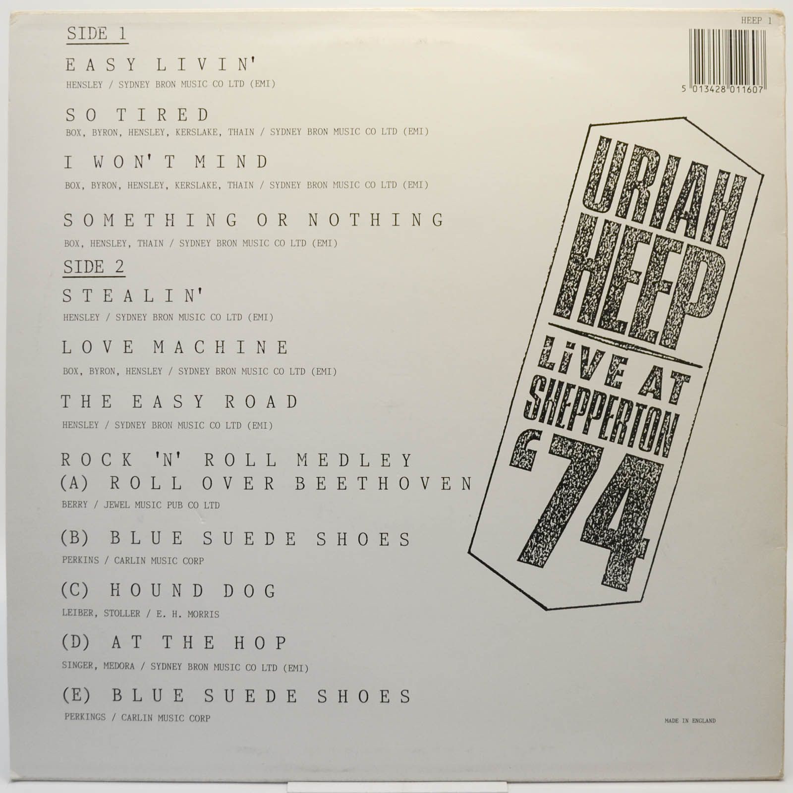 Uriah Heep — Live At Shepperton '74 (UK), 1986