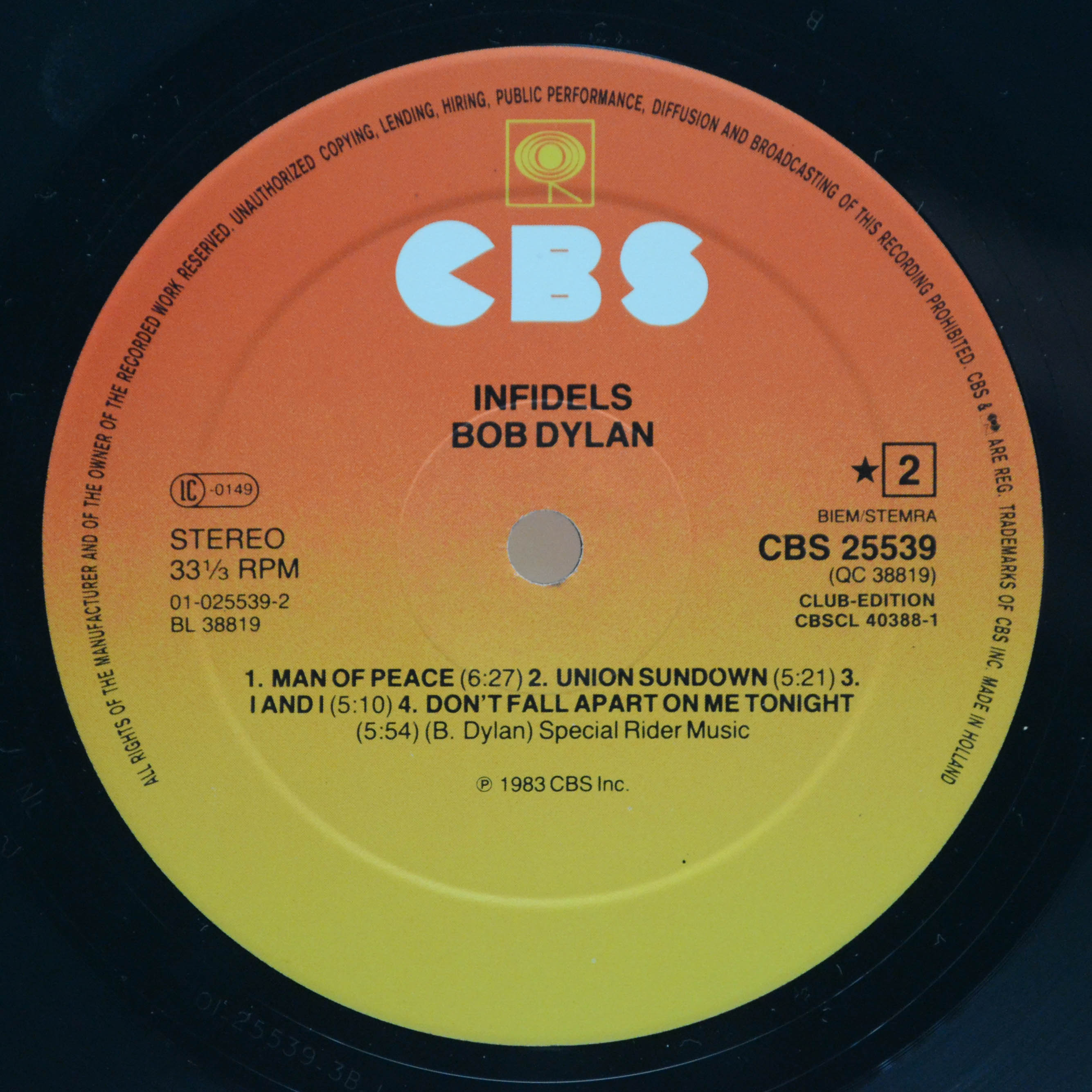 Bob Dylan — Infidels, 1983