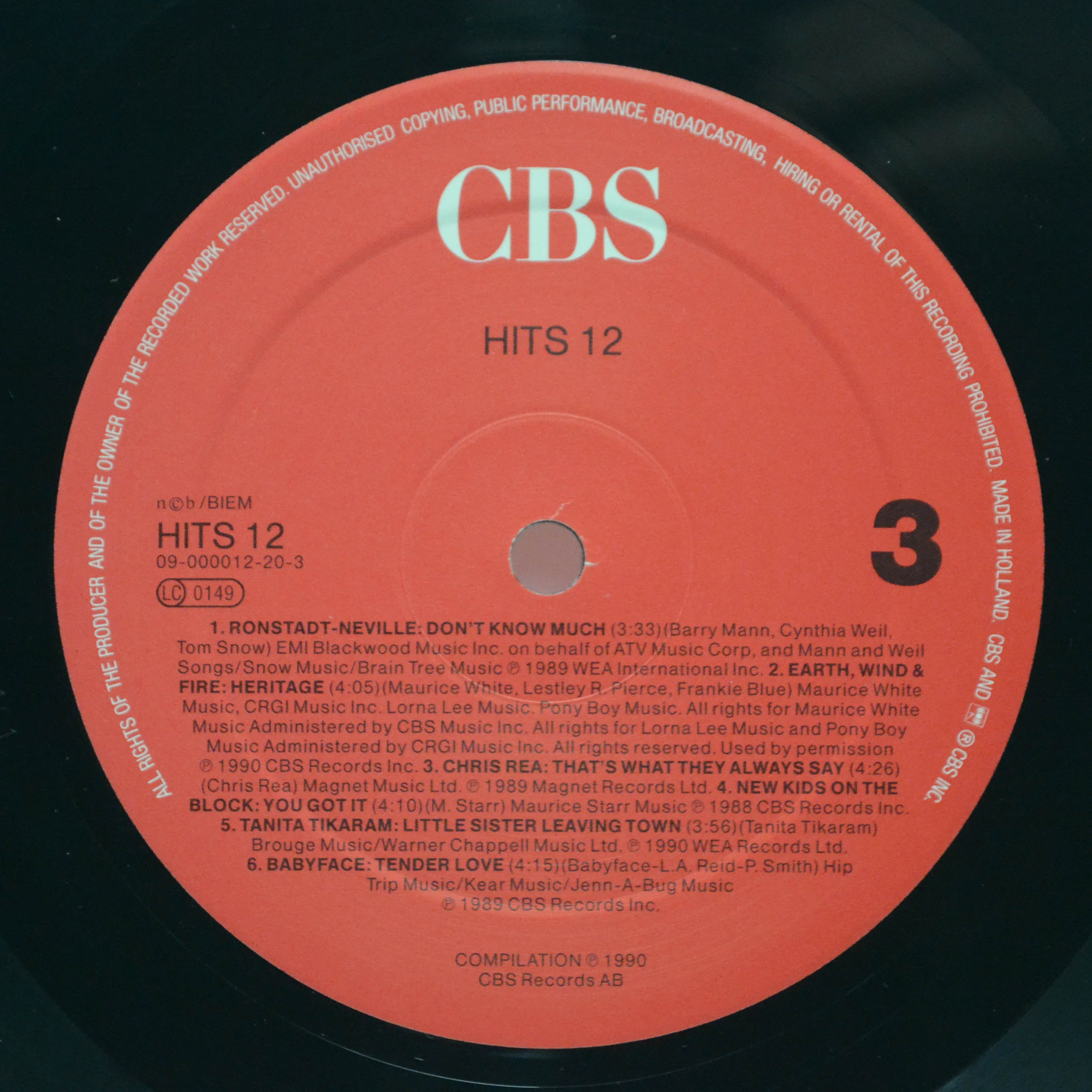 Various — Hits 12 (2LP), 1990