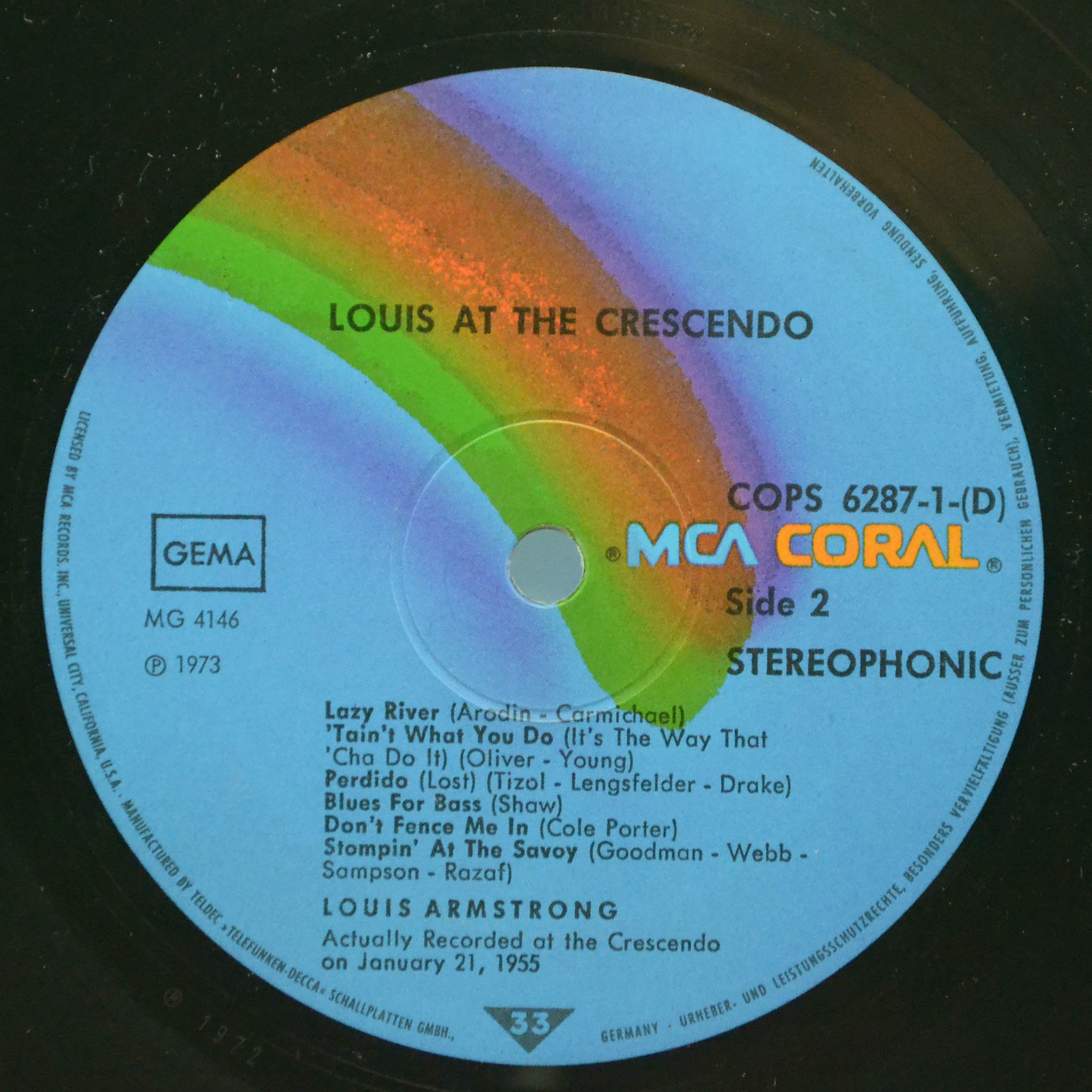 Виниловая пластинка Louis Armstrong — Louis At The Crescendo (2LP), 1975