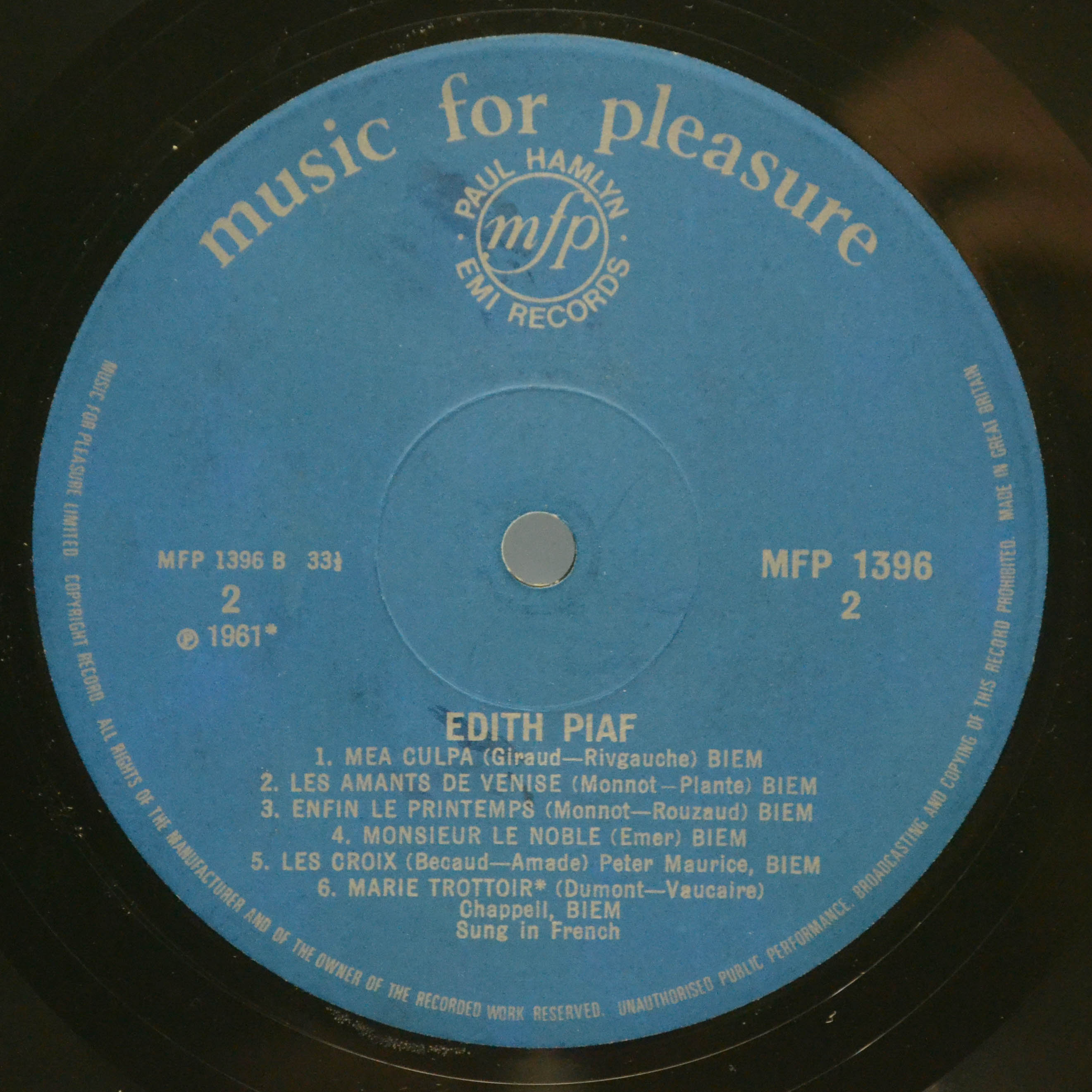 Edith Piaf — Edith Piaf (UK), 1972