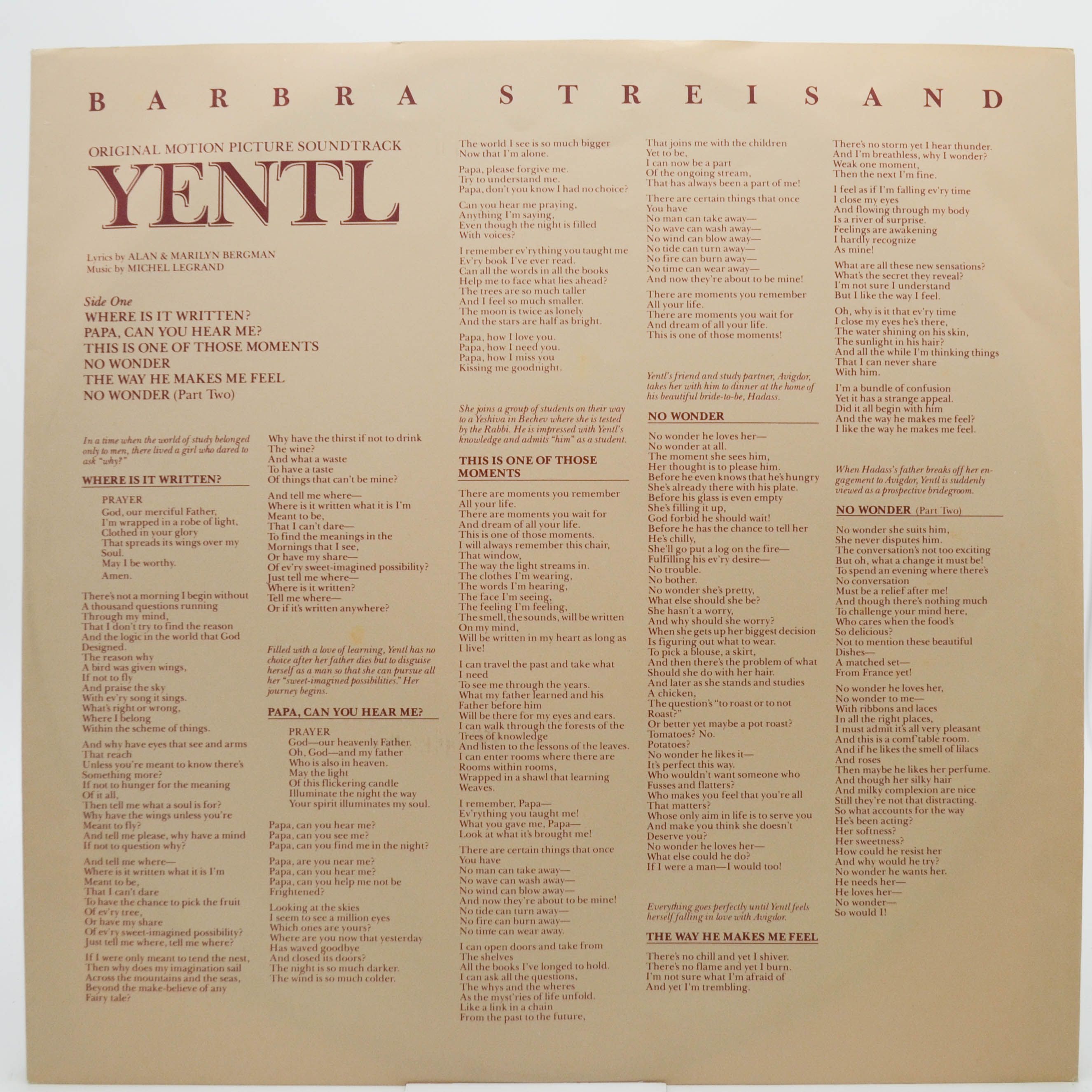 Barbra Streisand — Yentl (Original Motion Picture Soundtrack), 1983