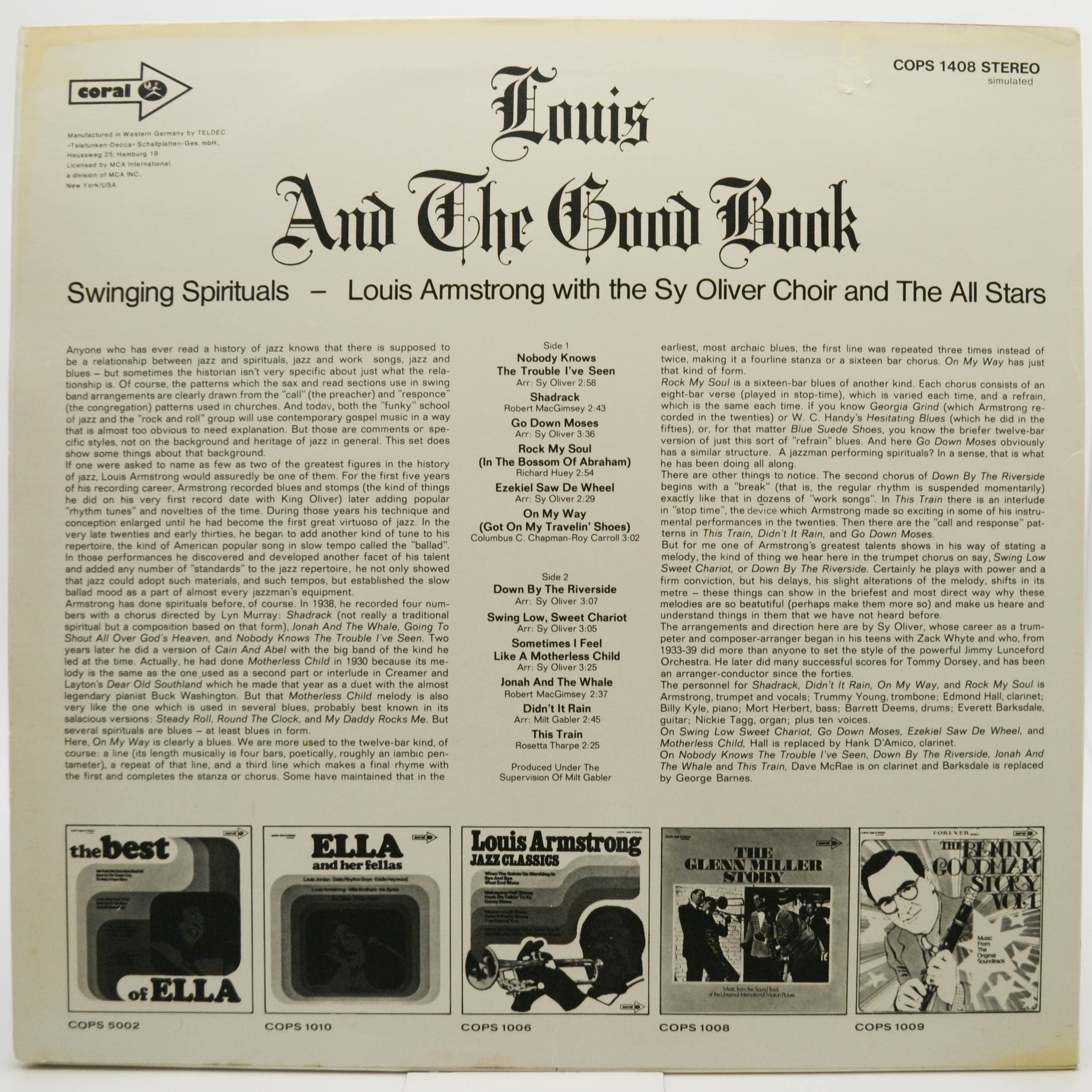 Louis Armstrong And His All-Stars With The Sy Oliver Choir — Louis And The Good Book, 1971