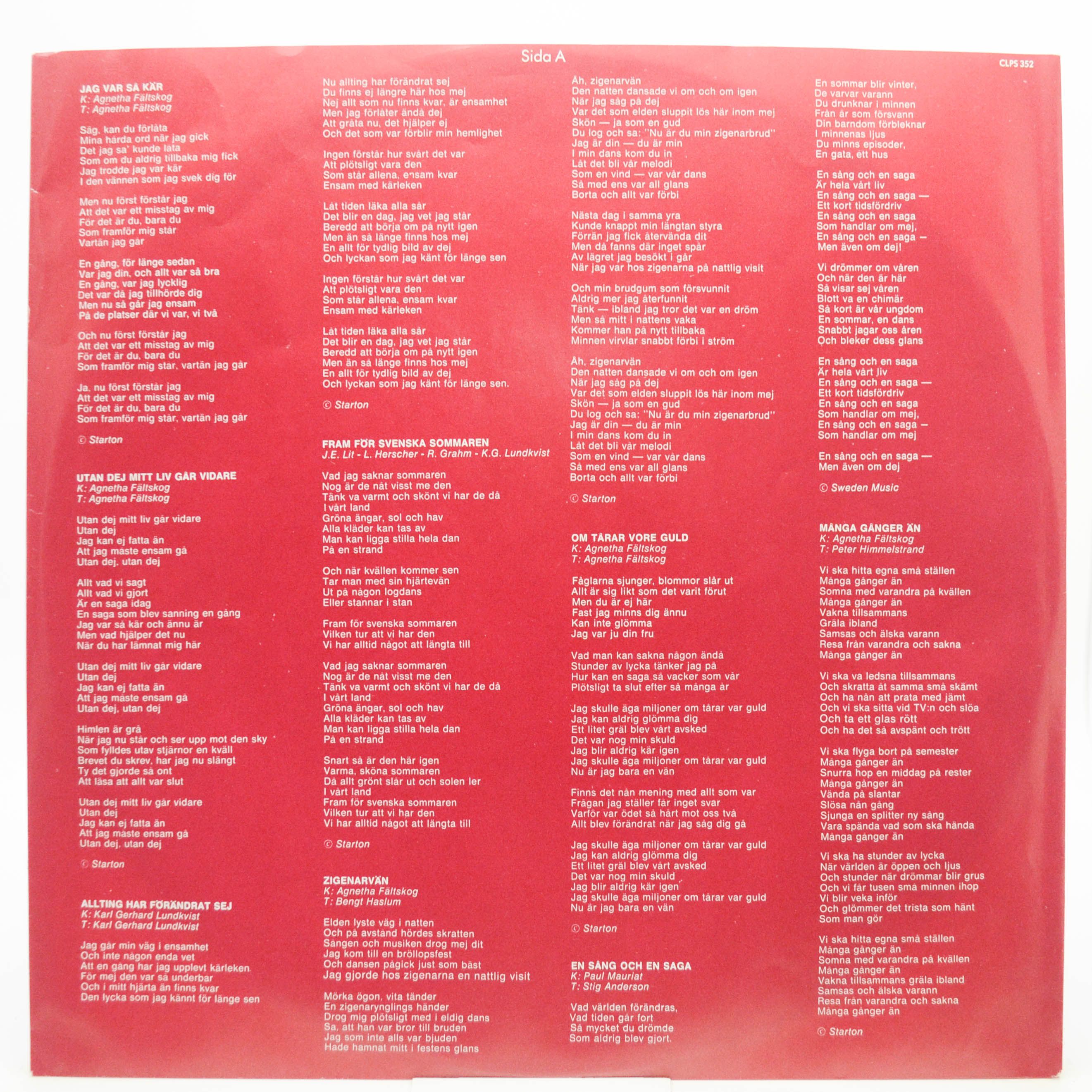Виниловая пластинка Agnetha Fältskog — Tio År Med Agnetha (1-st, Sweden), 1979