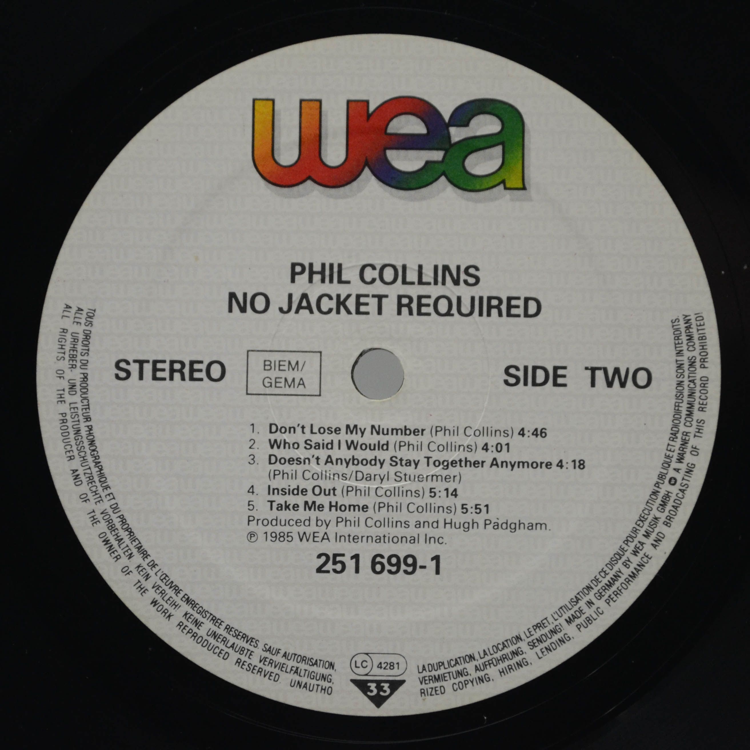 Phil Collins — No Jacket Required, 1985