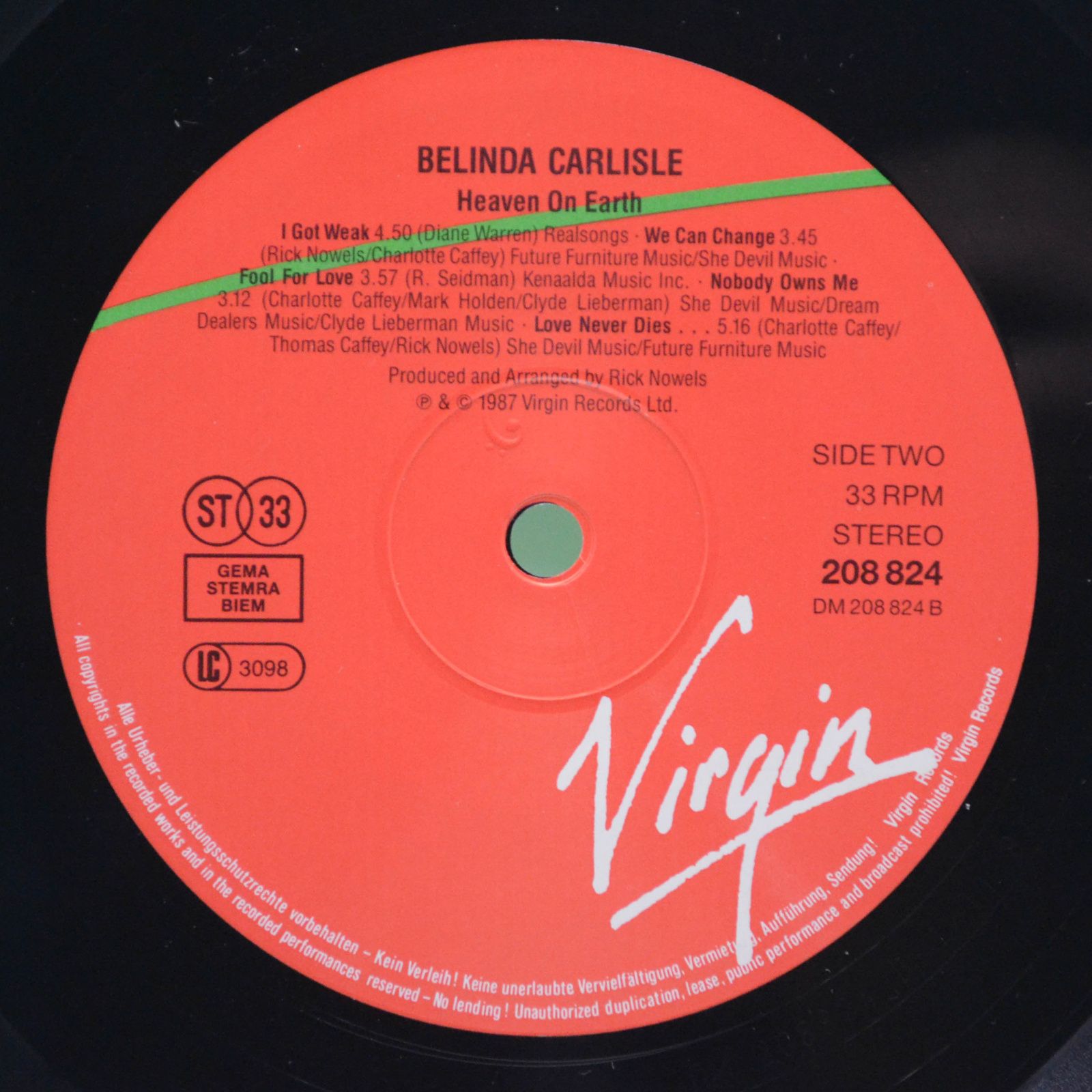 Belinda Carlisle — Heaven On Earth, 1987