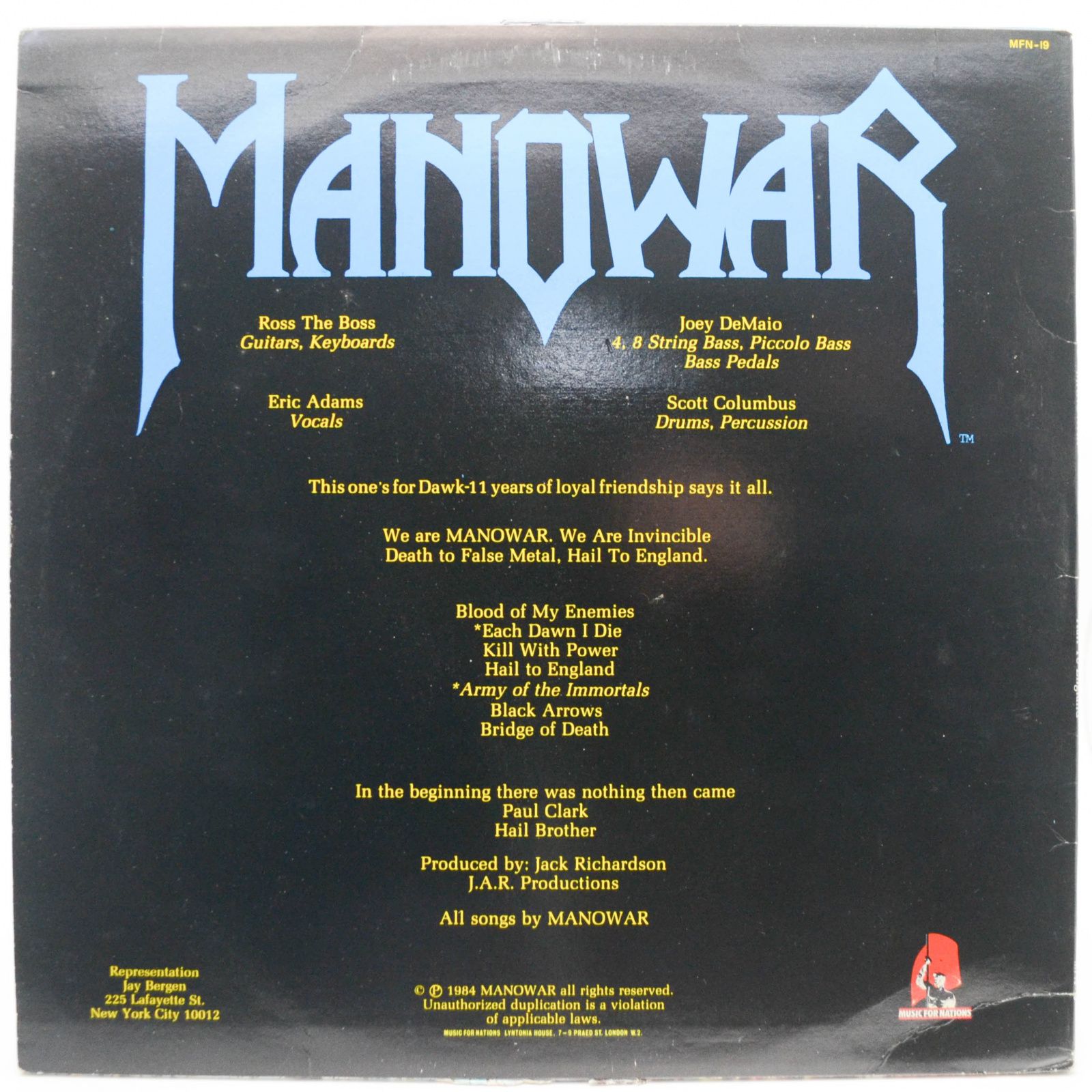 Manowar — Hail To England (UK), 1984