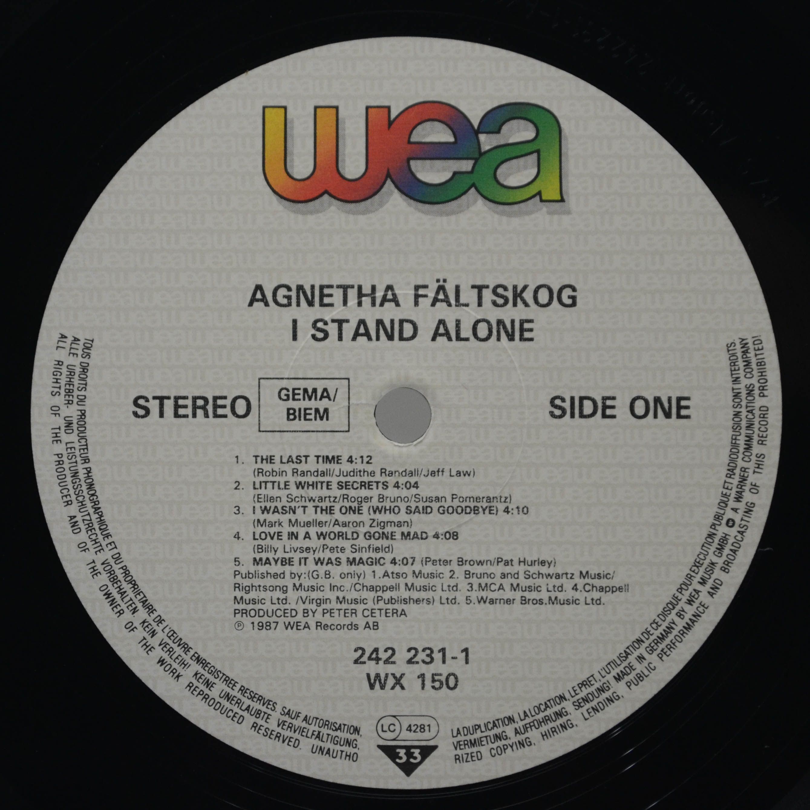 Agnetha Fältskog — I Stand Alone, 1987