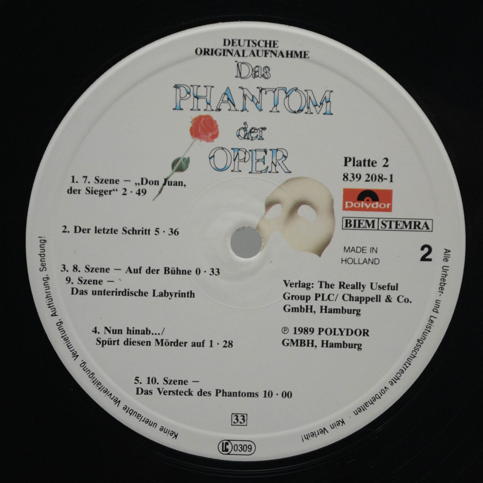 Andrew Lloyd Webber — Das Phantom Der Oper (2LP, booklet), 1989