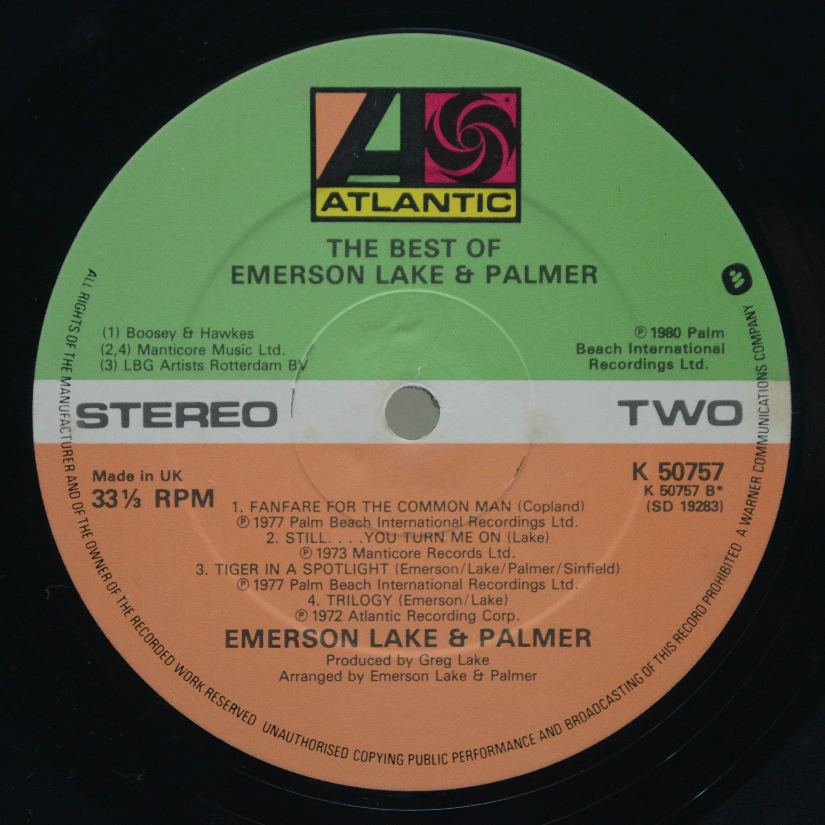 Emerson, Lake & Palmer — The Best Of Emerson Lake & Palmer (1-st, UK), 1980