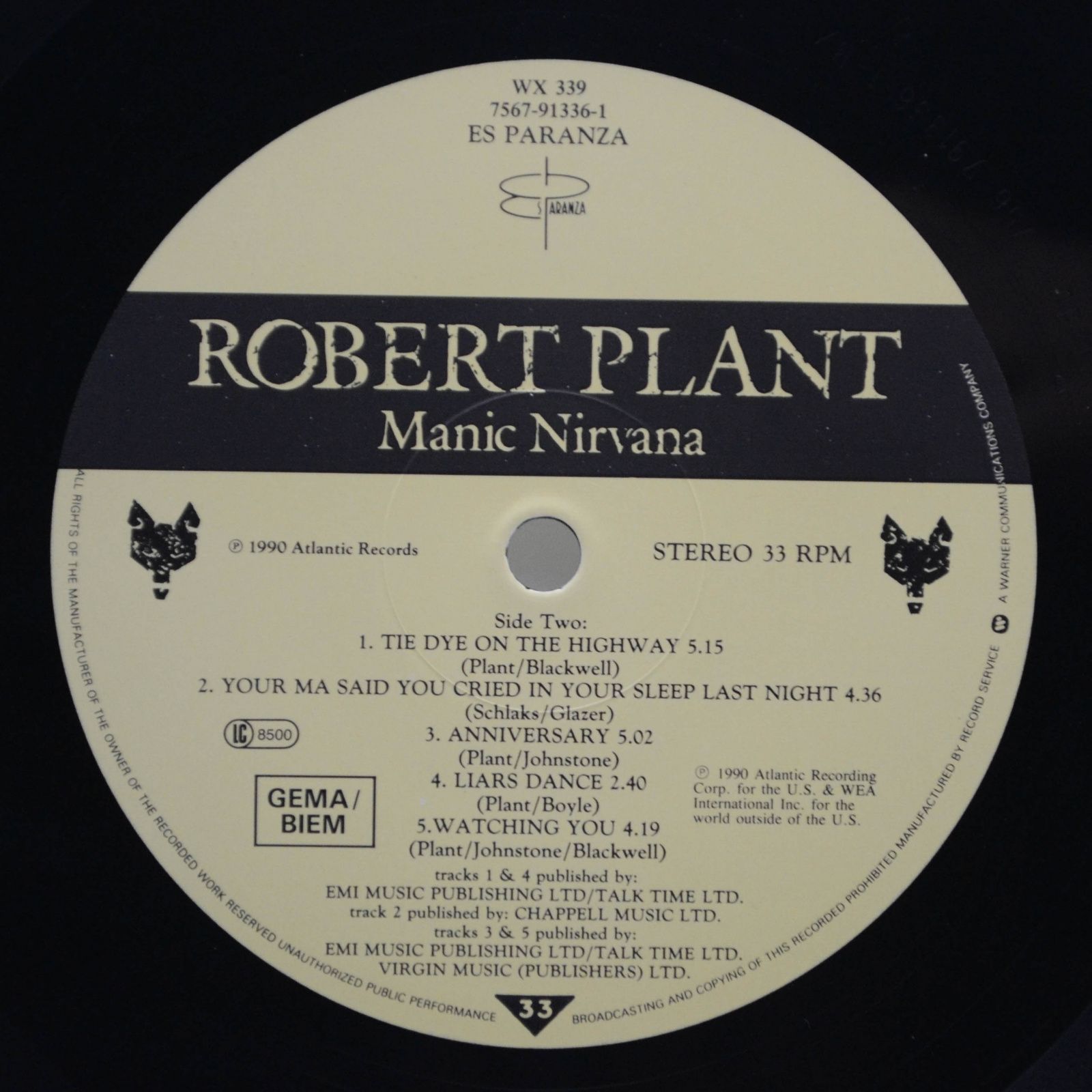 Robert Plant — Manic Nirvana, 1990