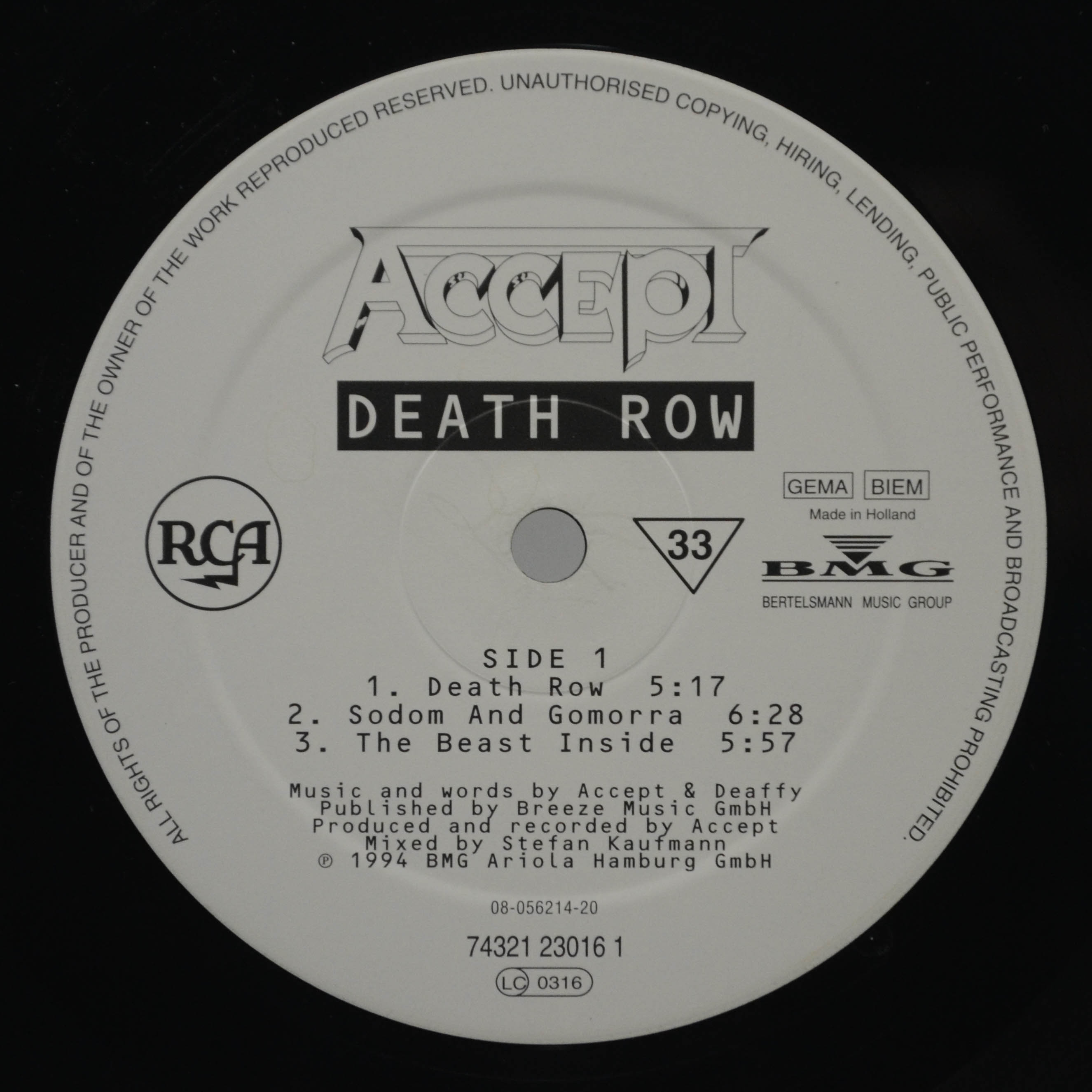 Accept — Death Row (2LP), 1994
