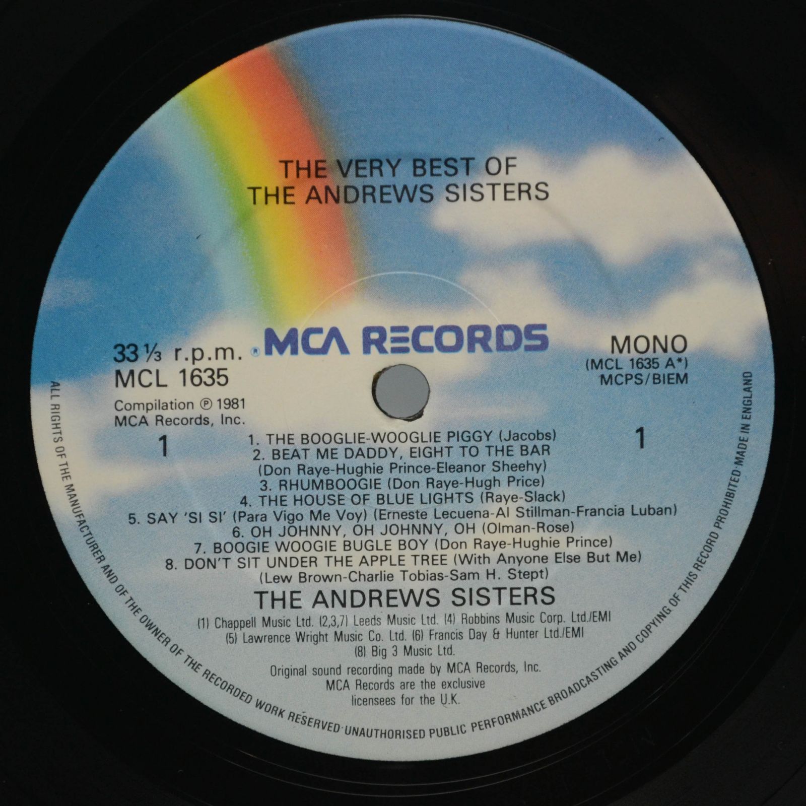Andrews Sisters — The Very Best Of (UK), 1981
