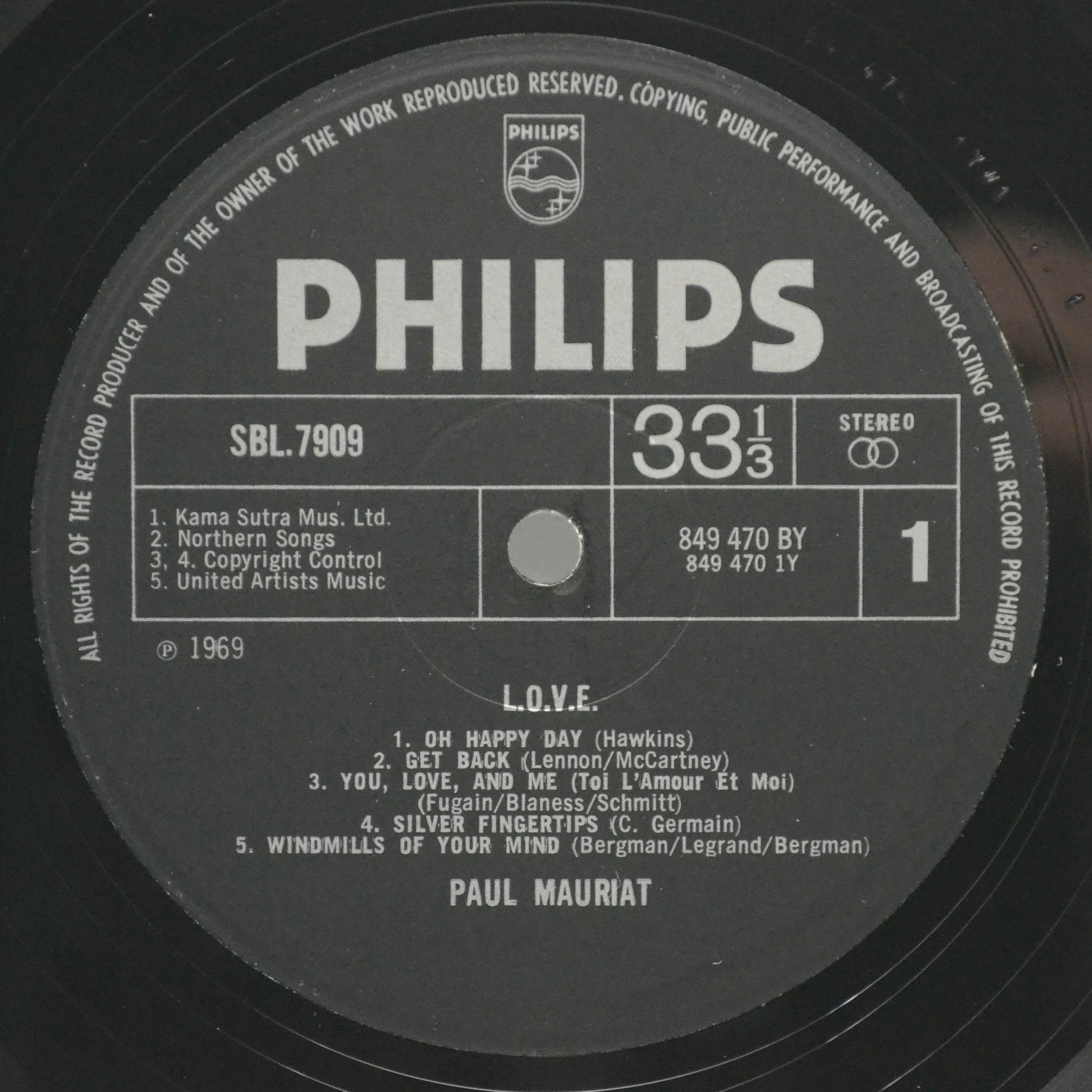 Paul Mauriat And His Orchestra — L.O.V.E. (UK), 1969