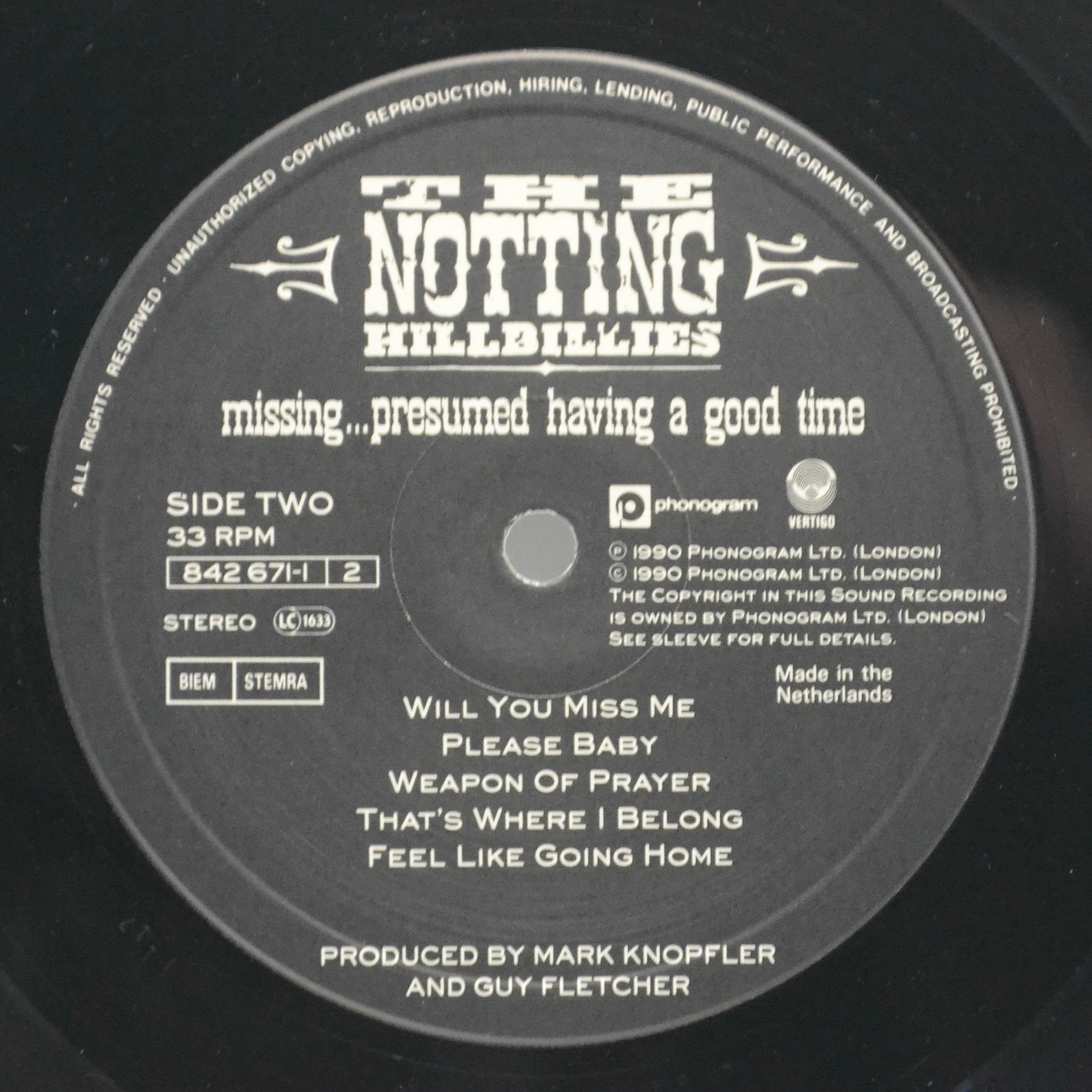 Виниловая пластинка Notting Hillbillies — Missing...Presumed Having A Good Time, 1990