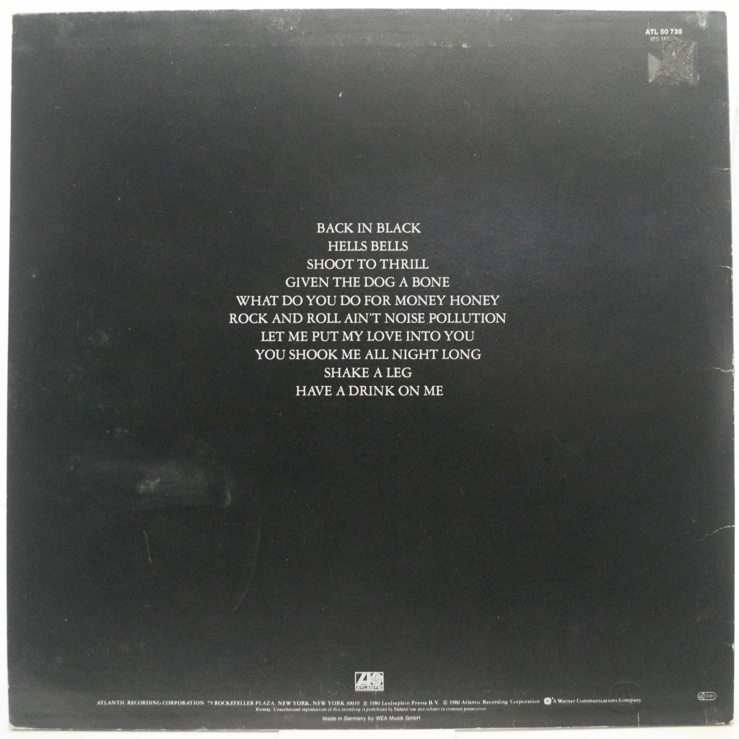 Виниловая пластинка AC/DC — Back In Black, 1980