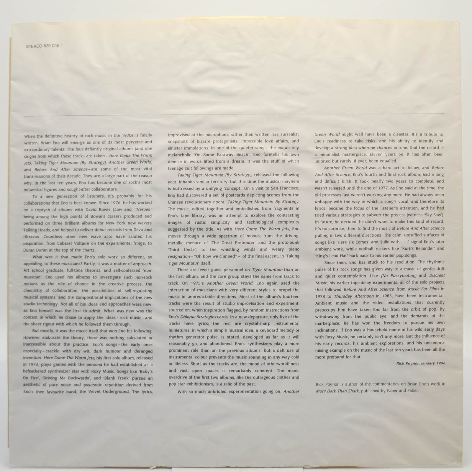Eno — More Blank Than Frank, 1986