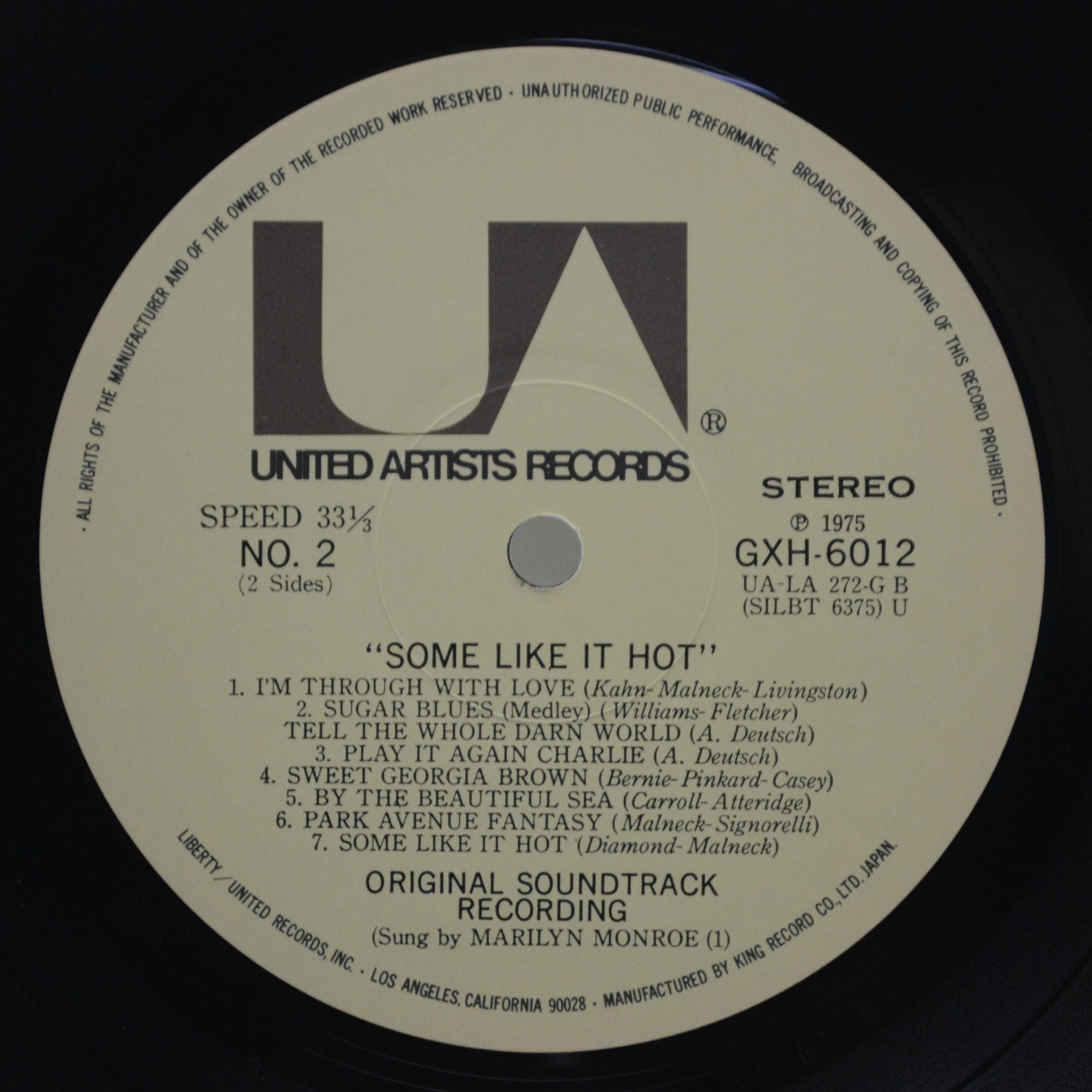 Various — Some Like It Hot (Original Music From The Motion Picture Sound Track), 1959