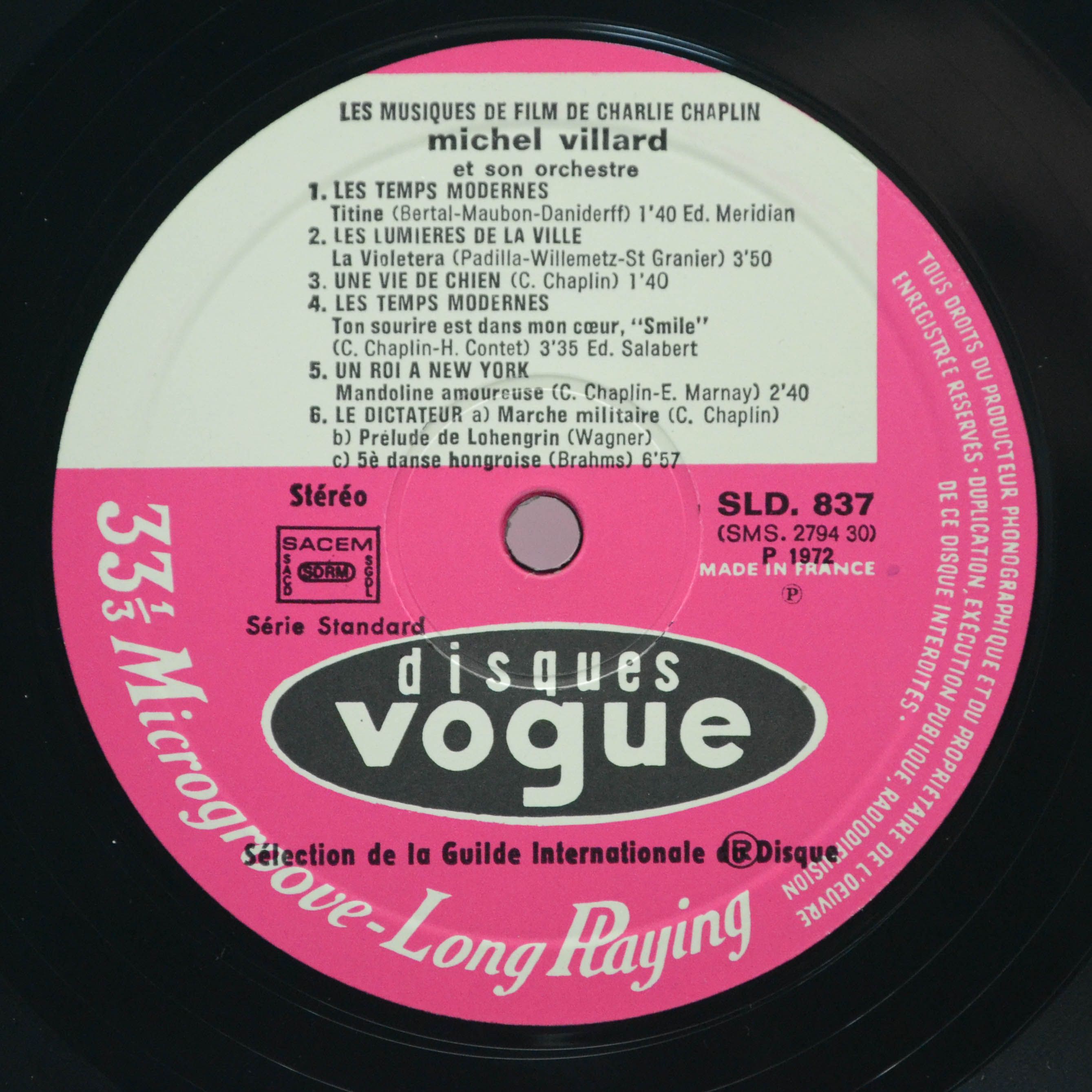 Charlie Chaplin - Michel Villard — Les Musiques Des Films De Charlie Chaplin (1-st, France), 1972