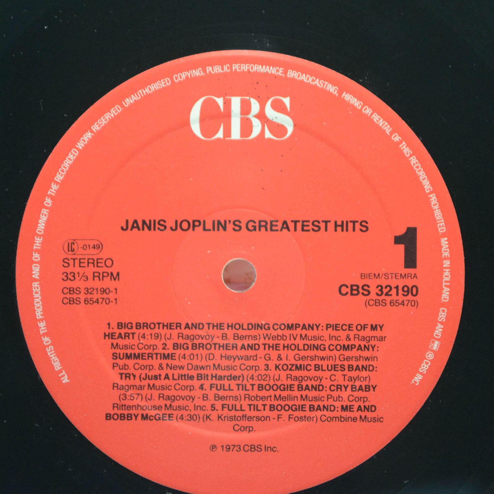 Janis Joplin — Janis Joplin's Greatest Hits, 1983