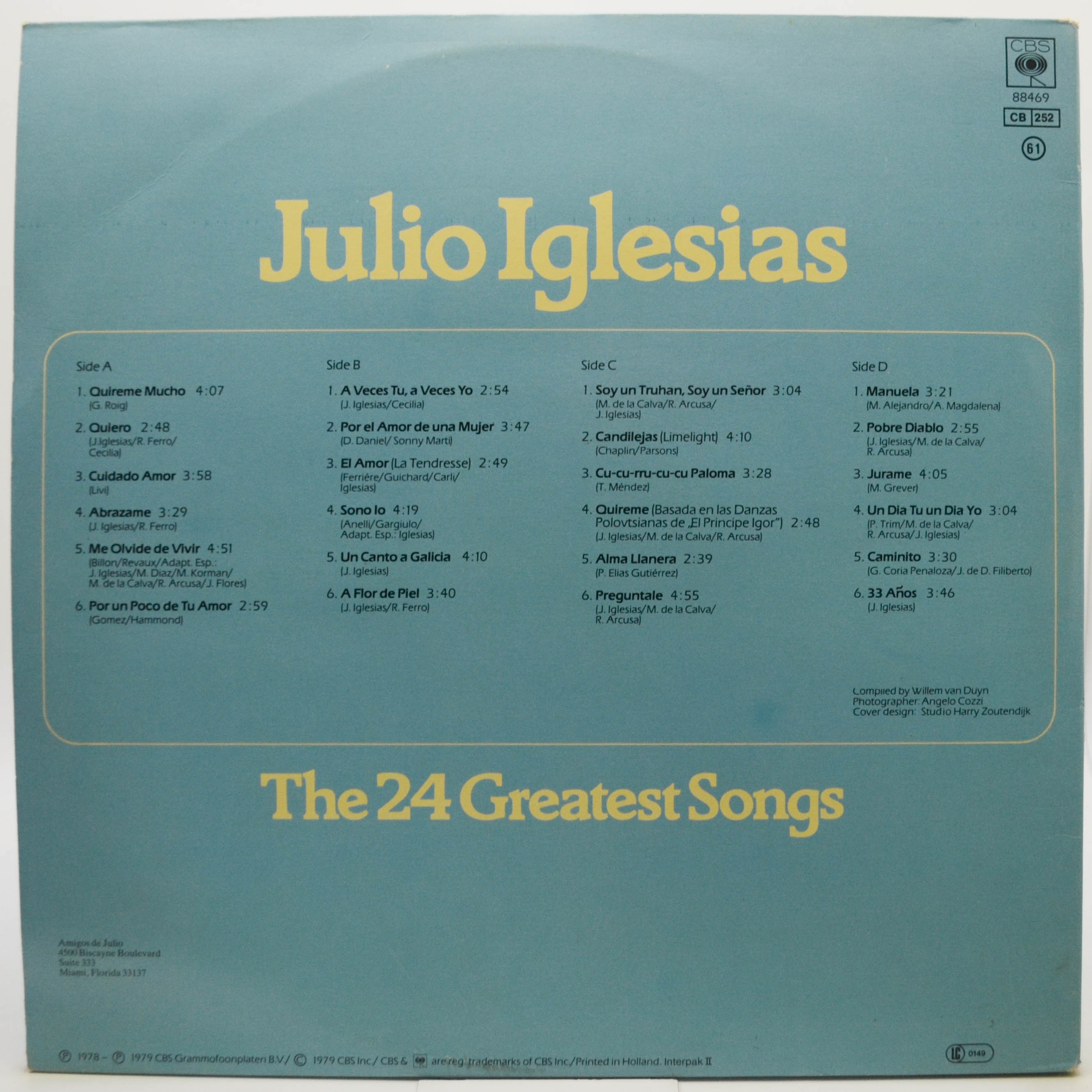Виниловая пластинка Julio Iglesias — The 24 Greatest Songs (2LP), 1979