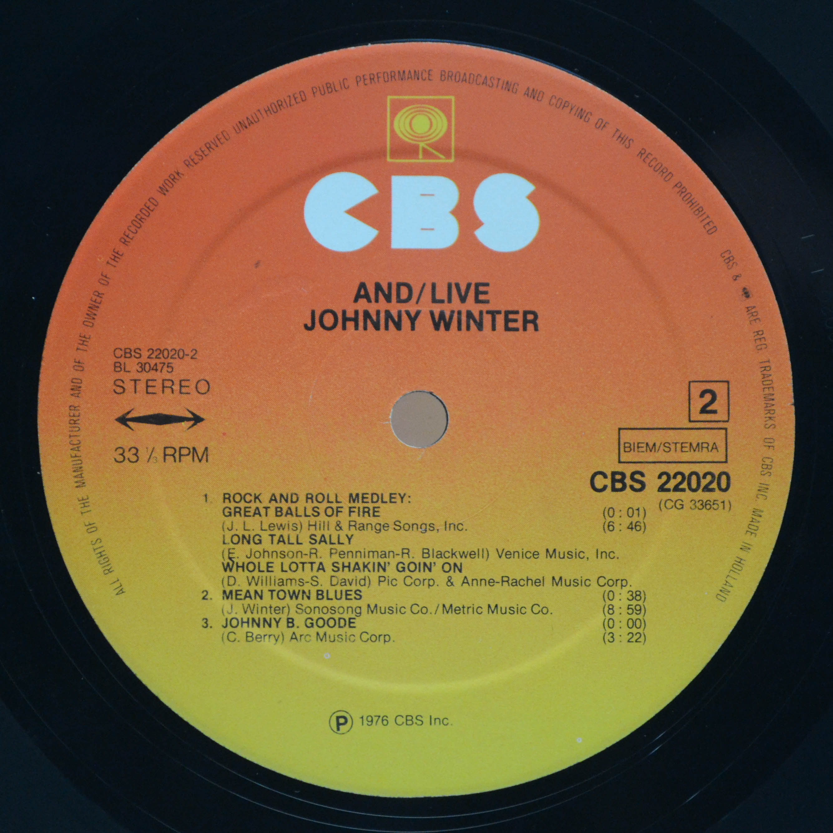 Johnny Winter — And/Live (2LP), 1975