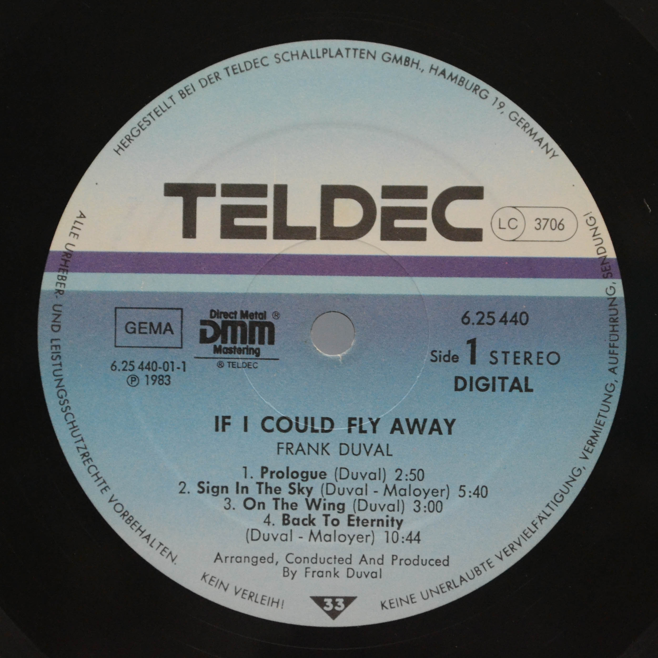 Виниловая пластинка Frank Duval — If I Could Fly Away, 1983