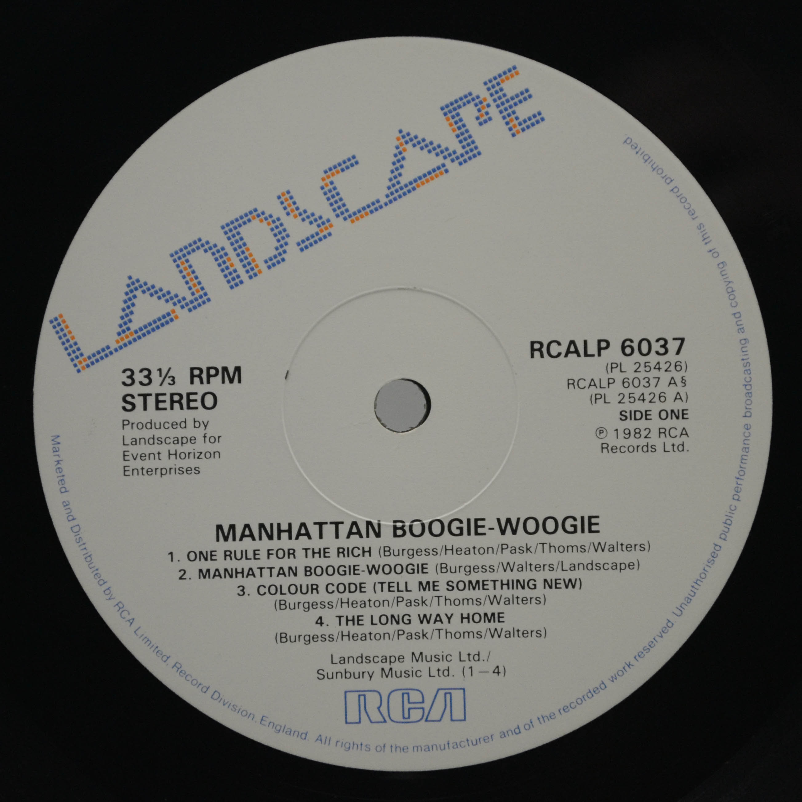 Виниловая пластинка Landscape — Manhattan Boogie-Woogie (1-st, UK), 1982