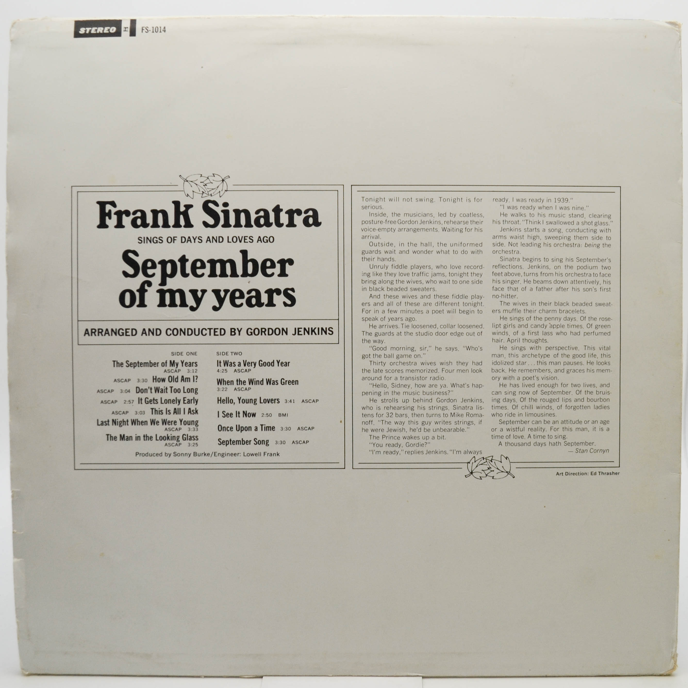 Frank Sinatra — September Of My Years, 1965