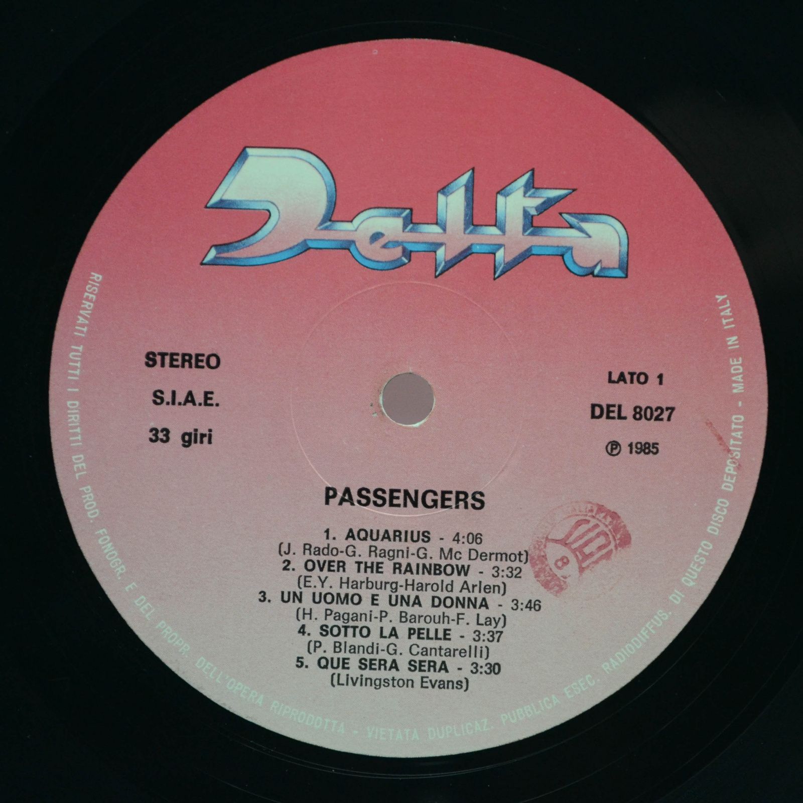 Passengers — New Album (Автограф, Italy), 1985