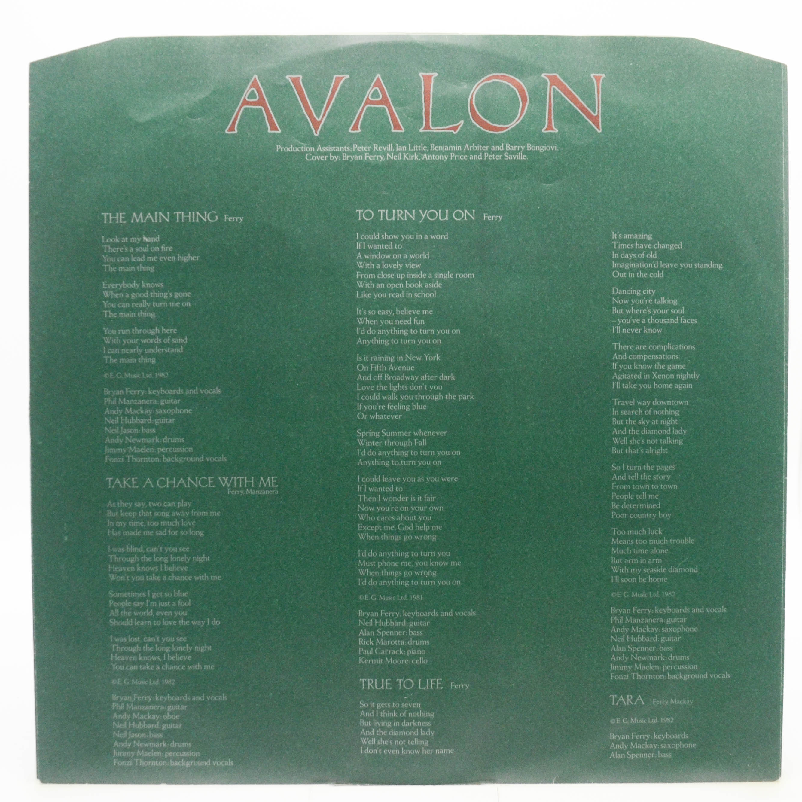 Roxy Music — Avalon, 1982