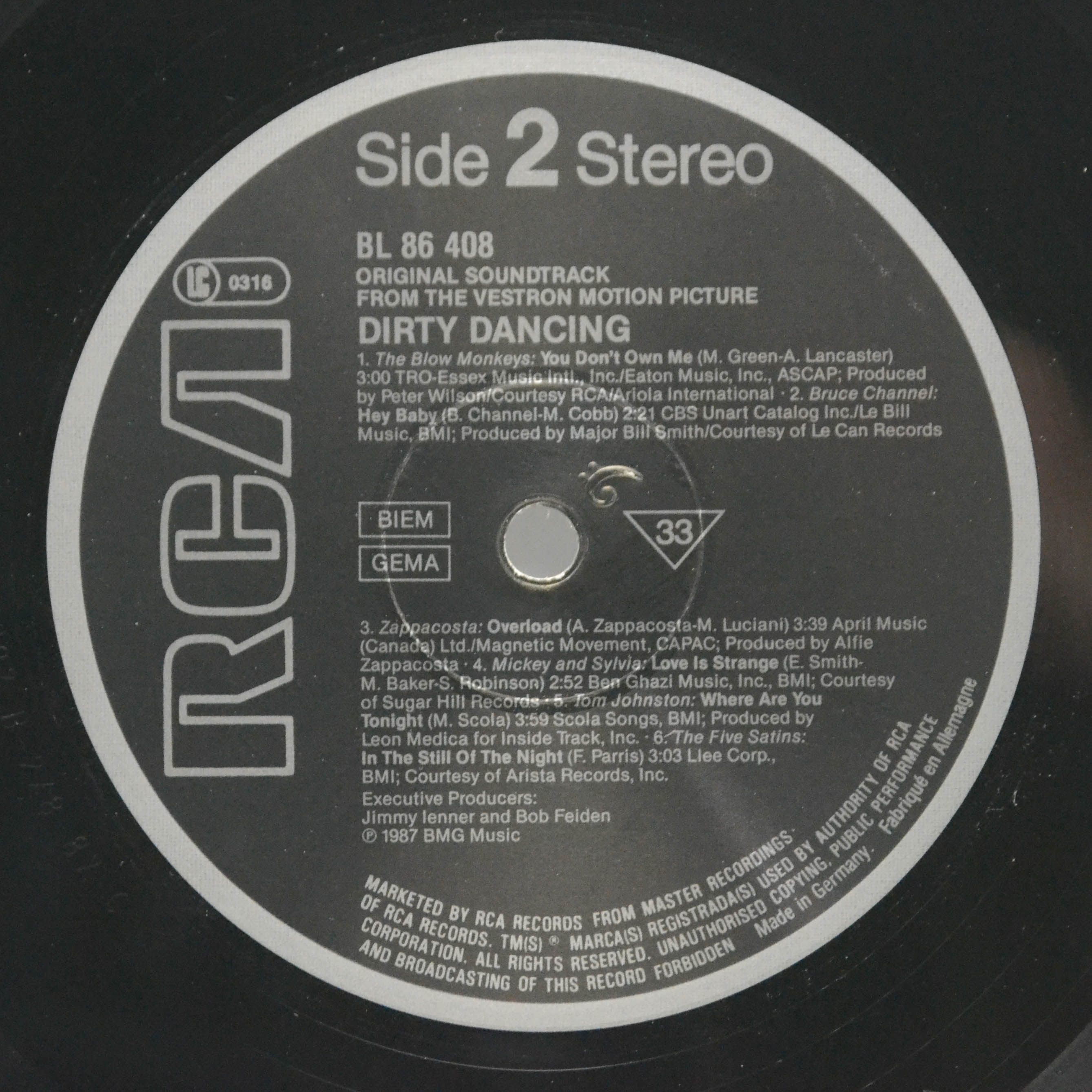 Various — Dirty Dancing (Original Soundtrack From The Vestron Motion Picture), 1987