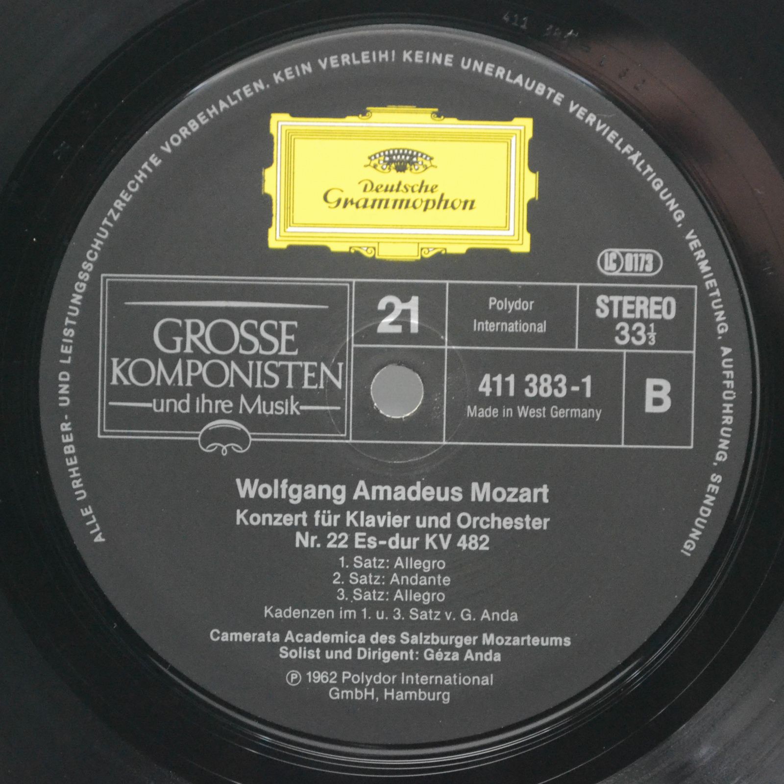 Mozart / Camerata Academica Des Salzburger Mozarteums / Géza Anda — Klavierkonzerte Nr. 21 C-Dur Und Nr. 22 Es-Dur, 1978