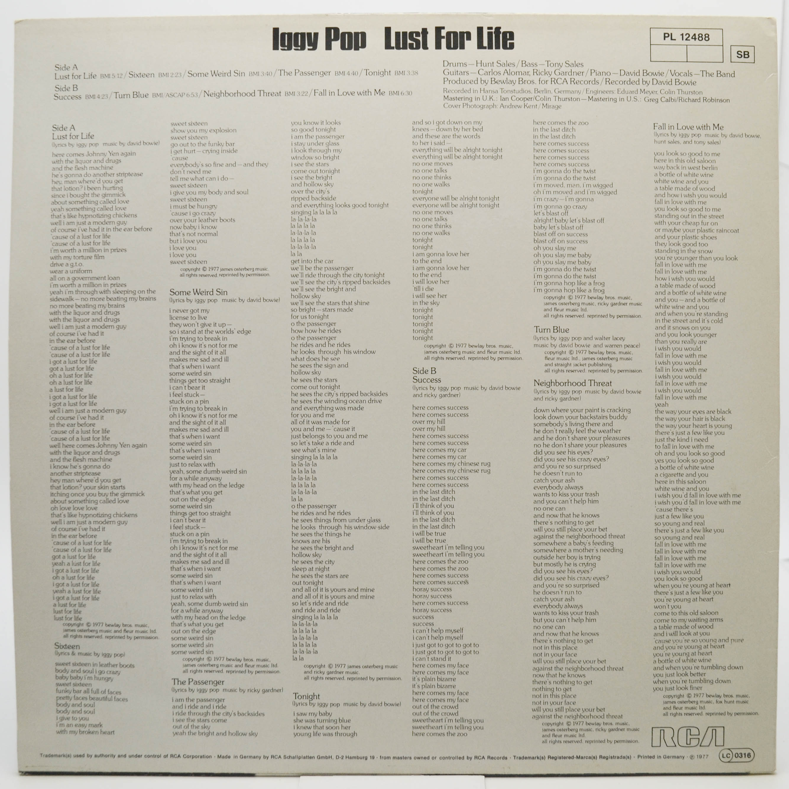 Iggy Pop — Lust For Life, 1977